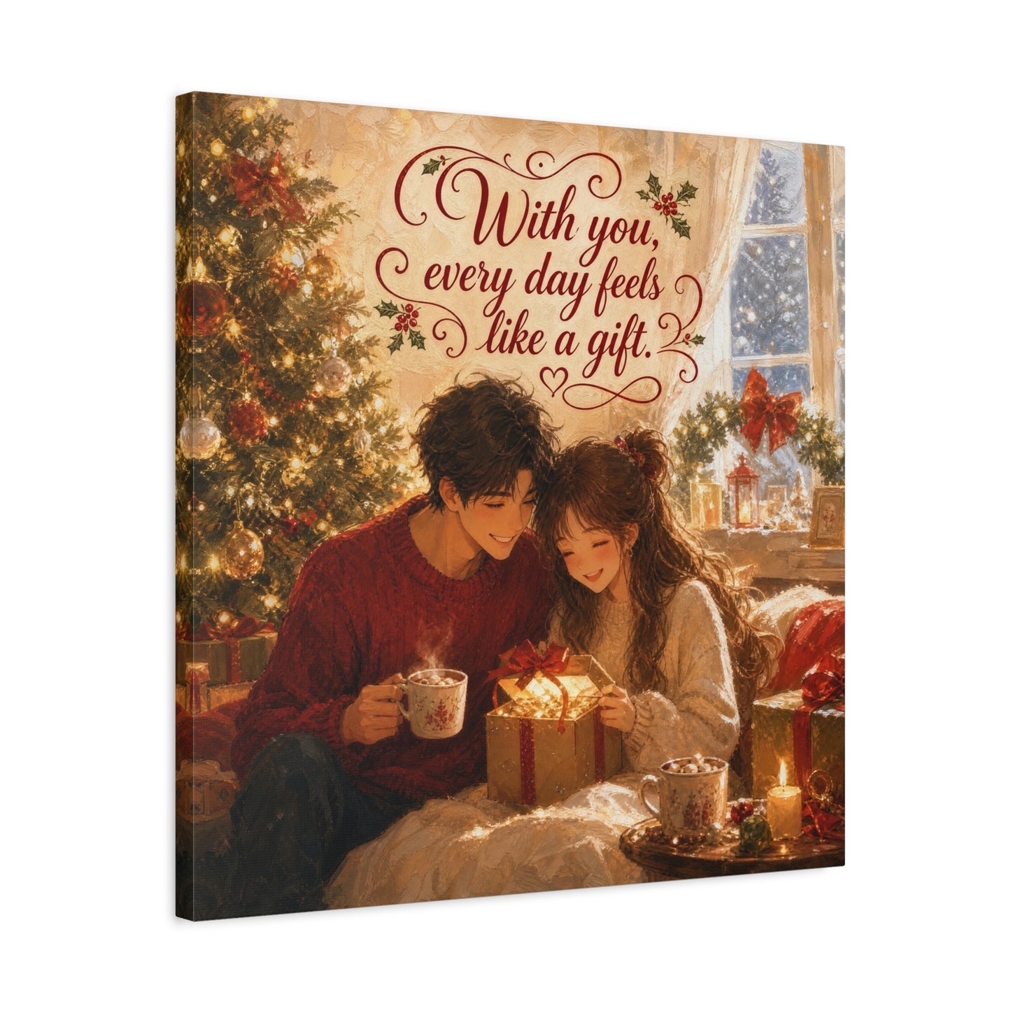"With You" - Warm Golden Winter Decor - Traditional Quote Print For Bedroom, Living Room - Office Wall Art