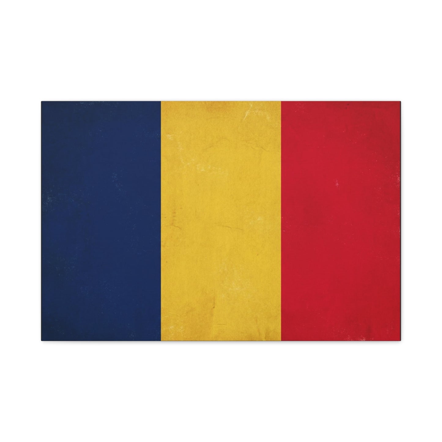 Romania Flag Canvas Wall Art - Vintage Tricolor Country Print, Blue Yellow Red Patriotic Decor - Minimalist Textured Artwork - Living Room Wall Decor - Bedroom Home Decoration - Modern Farmhouse Style