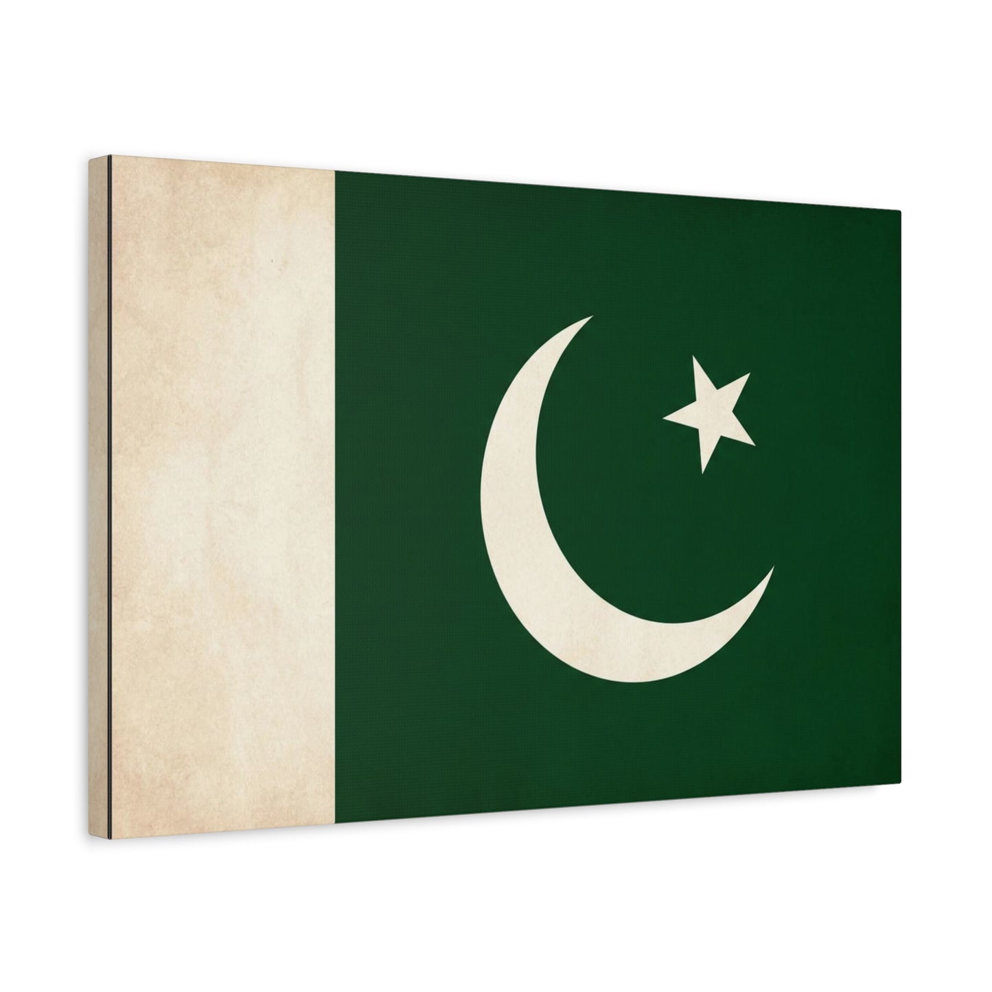 Pakistan Flag Canvas Wall Art - Crescent Moon Star Green White National Decor - Vintage Style Matte Print - Living Room Wall Decor, Bedroom Home Decoration - Bedroom Home Decoration - Ready to Hang
