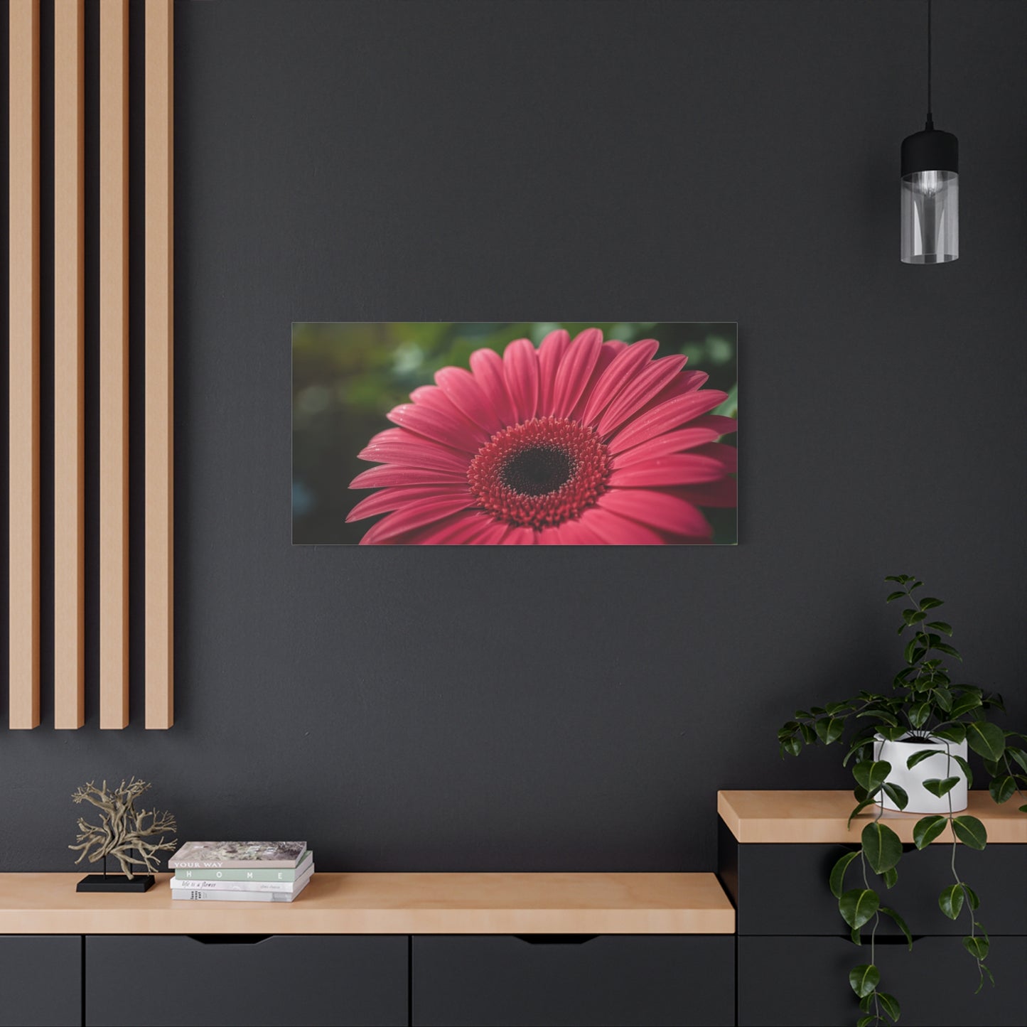 Pink Gerbera Daisy Canvas Wall Art - Floral Macro Art Print, Botanical Canvas Print - Modern Nature Home Decor, Bedroom Wall Hanging, Living Room Decoration, Office Accent - Bedroom Home Decoration