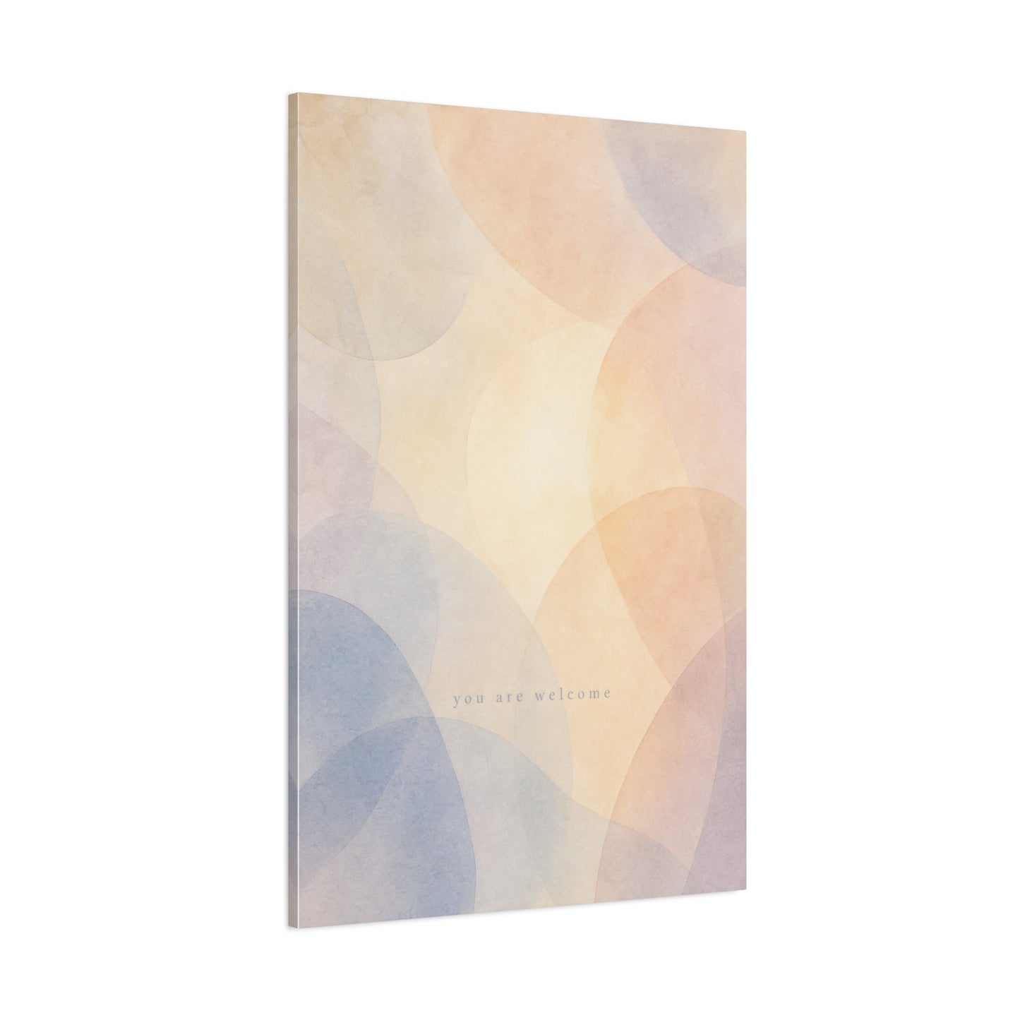 "You Are Welcome" Abstract Canvas Wall Art - Pastel Geometric Arches, Minimalist Modern Wall Decor - Soft Peach Blue Neutral Home Decoration - Bedroom Living Room Office Accent - Ready to Hang
