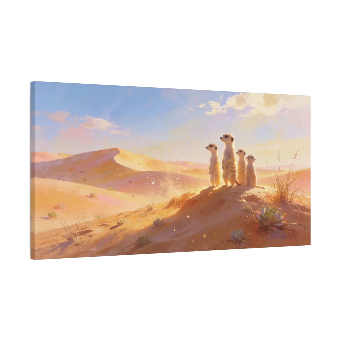 Meerkat Desert Canvas Wall Art - Golden Dune Wildlife Illustration, Matte Canvas Print - Contemporary Nature Style - Living Room Wall Decor, Bedroom Home Decoration - Bedroom Home Decoration