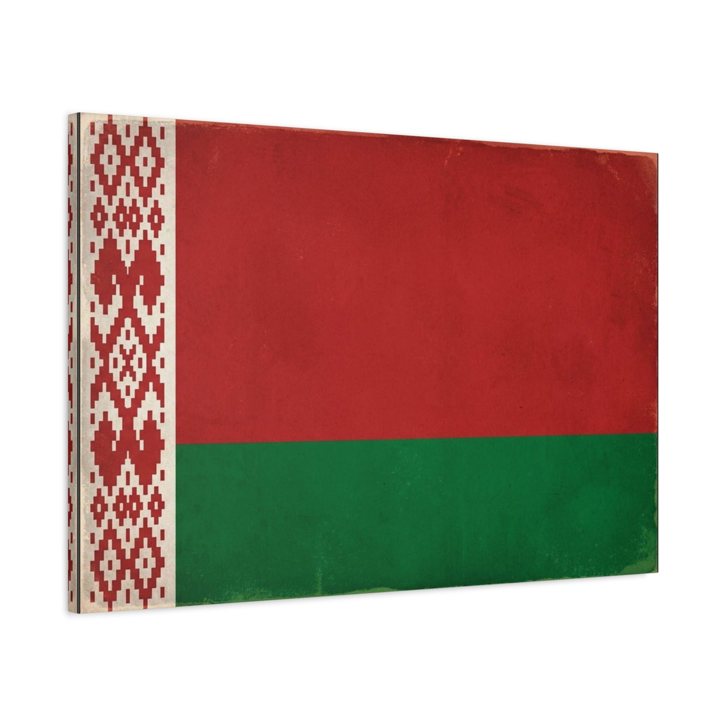 Belarus Flag Canvas Wall Art - Vintage Red Green National Banner Print, Patriotic Eastern Europe Decor - Textured Minimalist Style - Living Room Wall Decor - Modern Farmhouse Style - Ready to Hang
