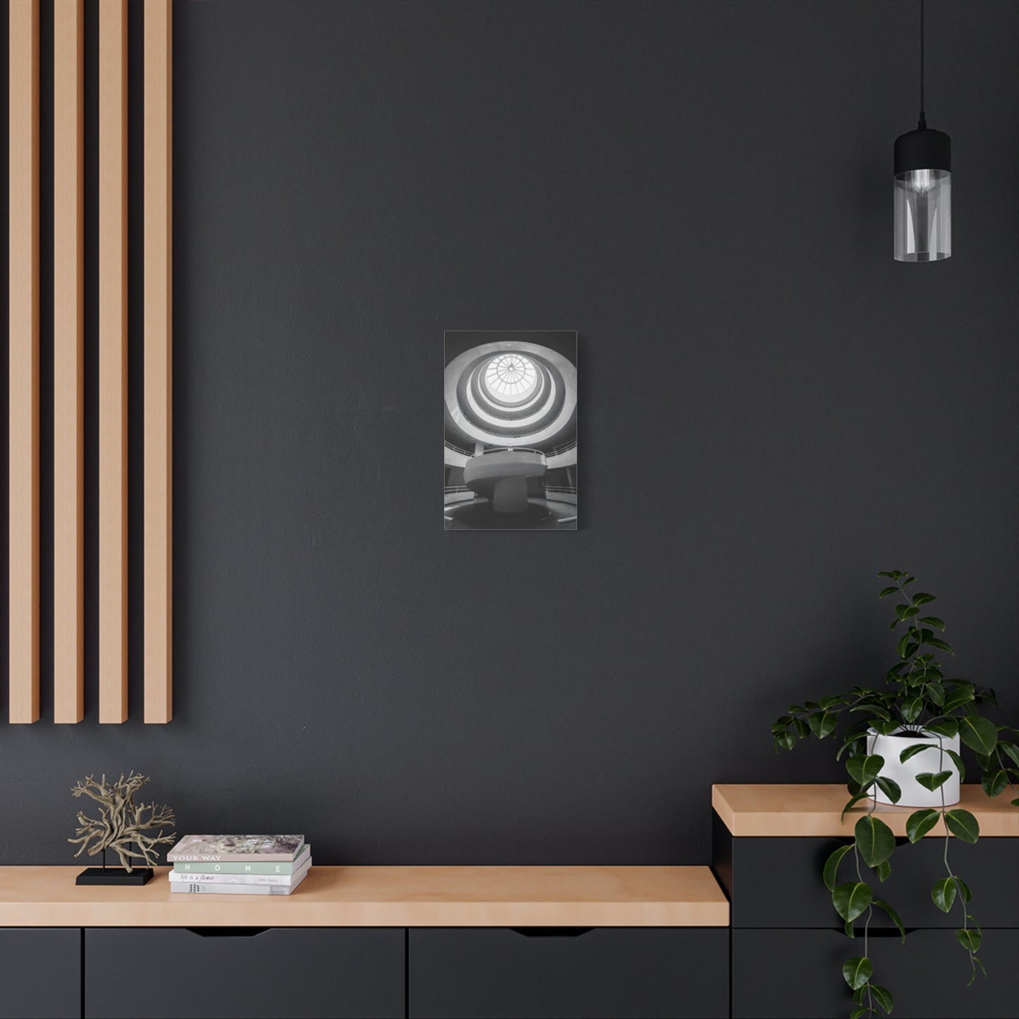Black And White Spiral Rotunda Canvas Wall Art - Architectural Art Print, Modern Minimalist Interior Decor - Matte Cotton Artwork - Living Room Office Wall Decor - Bedroom Home Decoration