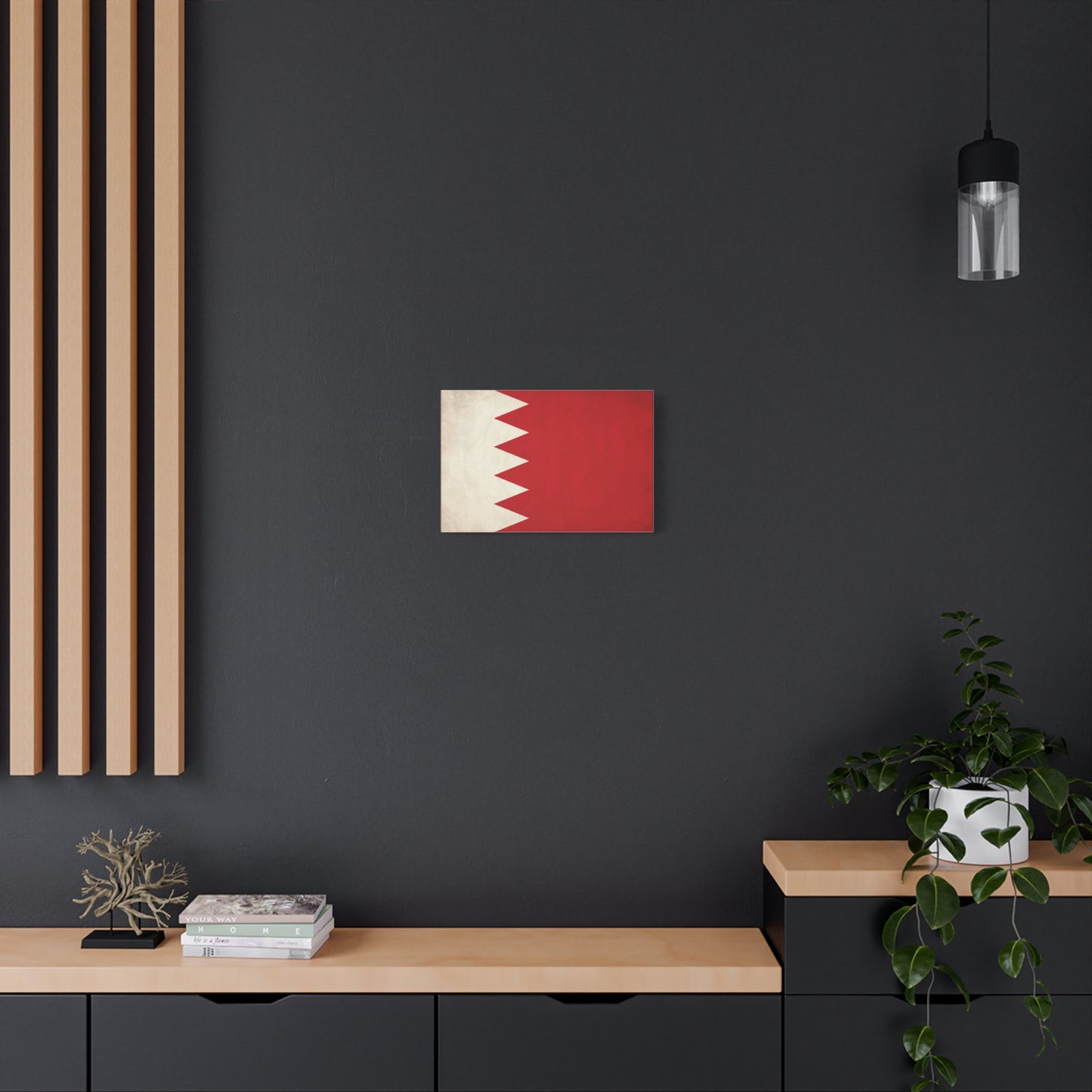 Bahrain Flag Canvas Wall Art - Vintage Red And White National Print - Minimalist Patriotic Decor - Cotton Canvas Wall Hanging - Living Room Home Decoration - Modern Farmhouse Style - Ready to Hang
