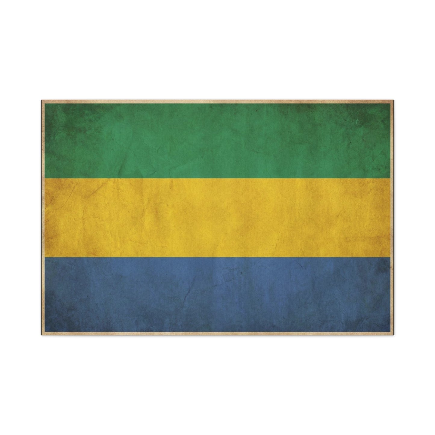 Gabon Flag Canvas Wall Art - Vintage Green Yellow Blue Country Print - Rustic Textured National Pride Decor - Living Room Wall Decor, Bedroom Home Decoration, Dorm Accent - Bedroom Home Decoration