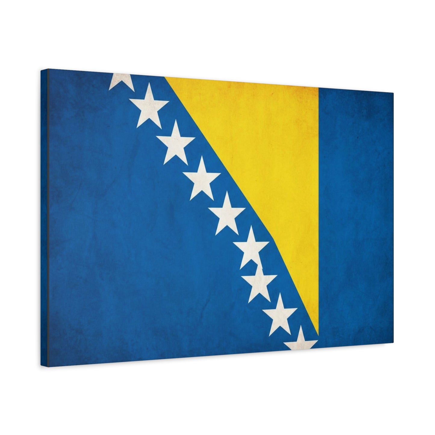 Bosnia And Herzegovina Flag Canvas Wall Art - Blue Yellow White Star Banner Print - Vintage Patriotic Decor - Living Room Wall Decor, Bedroom Home Decoration, Dorm Accent - Bedroom Home Decoration