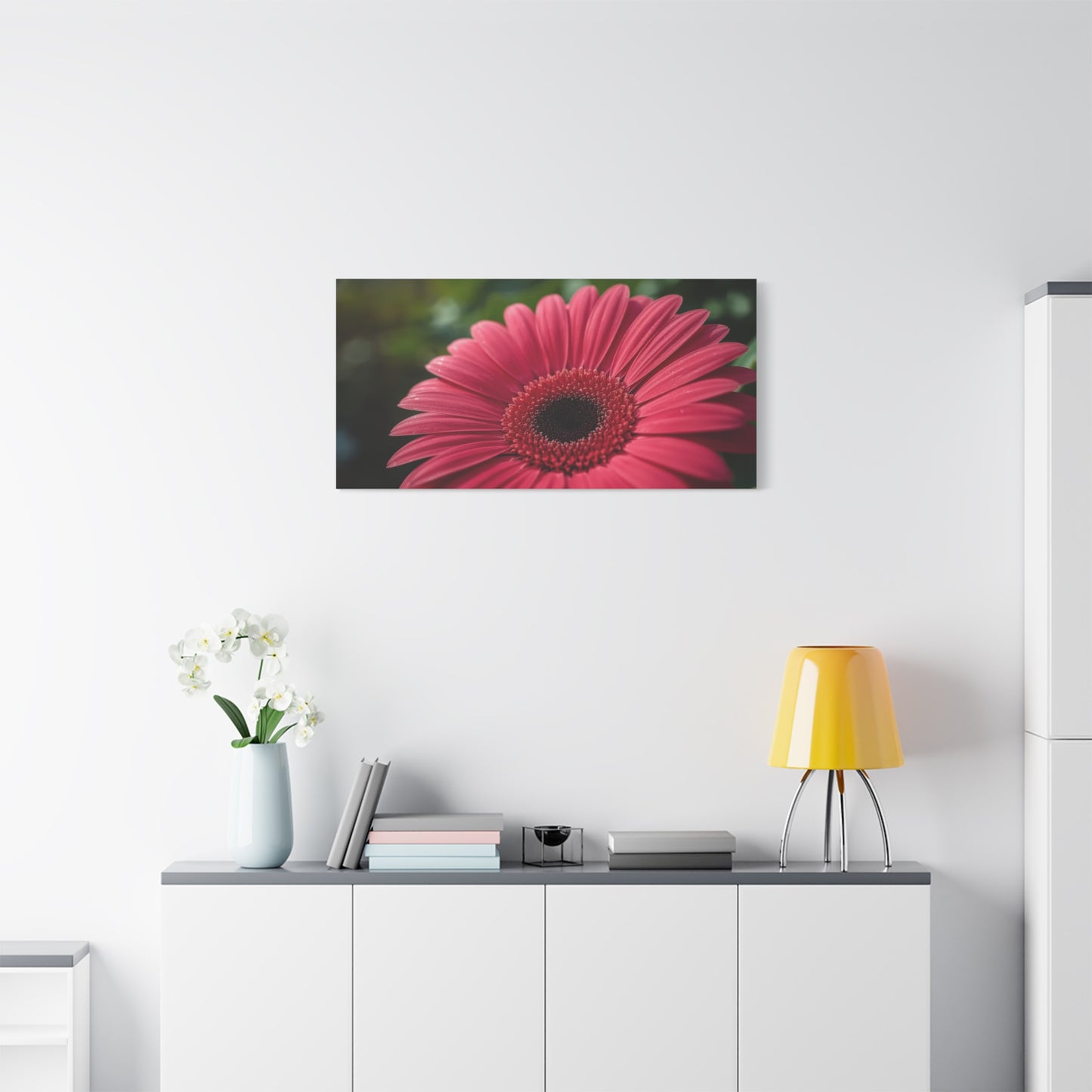 Pink Gerbera Daisy Canvas Wall Art - Floral Macro Art Print, Botanical Canvas Print - Modern Nature Home Decor, Bedroom Wall Hanging, Living Room Decoration, Office Accent - Bedroom Home Decoration
