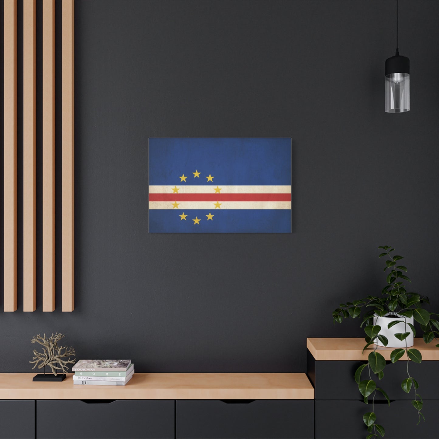 Cape Verde Flag Canvas Wall Art - Vintage Island Nation Banner Print, Patriotic Blue Red White Decor - Traditional Style, Living Room Wall Decor, Bedroom Home Decoration - Ready to Hang