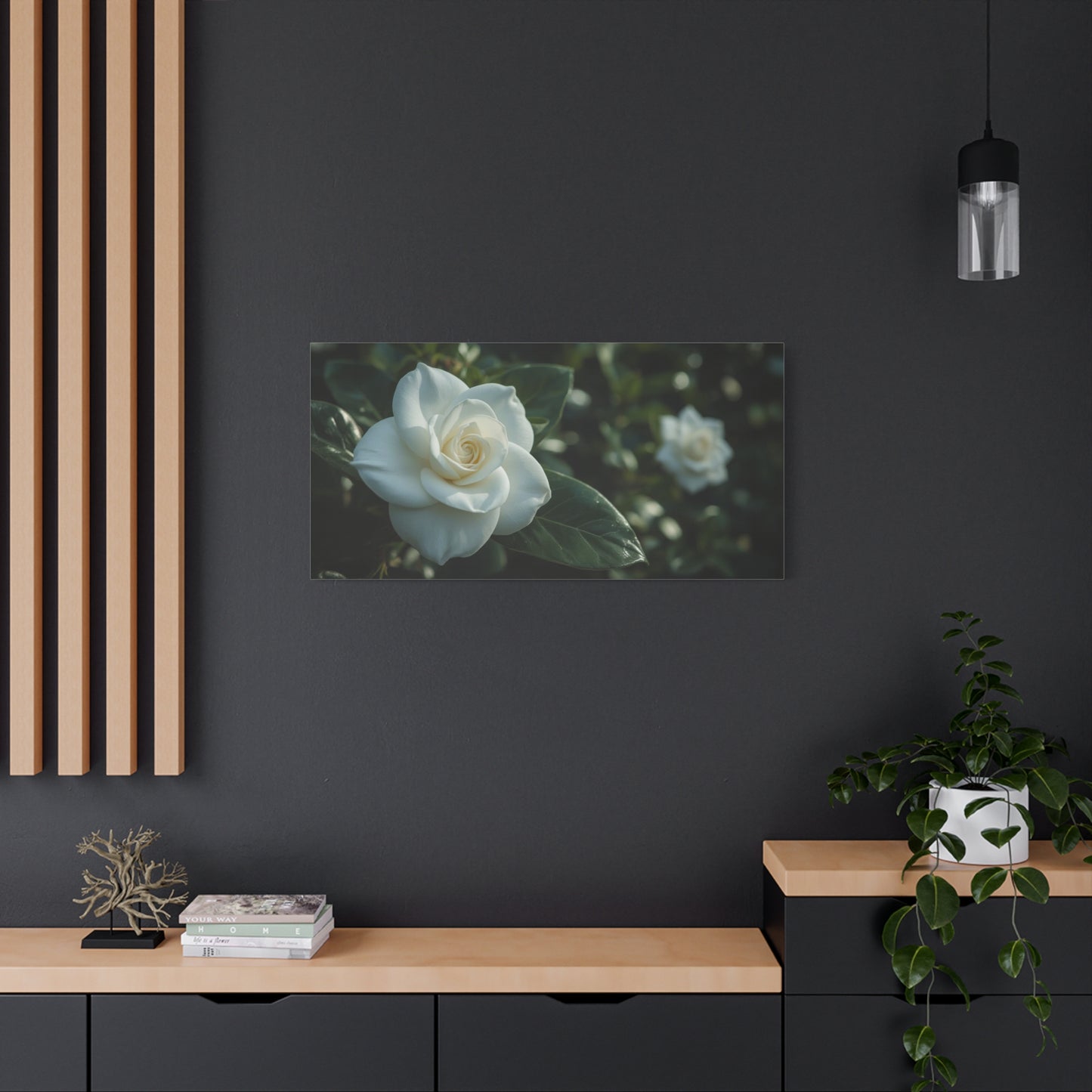 White Gardenia Canvas Wall Art - Botanical Floral Art Print, Soft Green Leaves, Matte Canvas Print, Traditional Style, Bedroom Wall Decor, Living Room Home Decoration - Bedroom Home Decoration