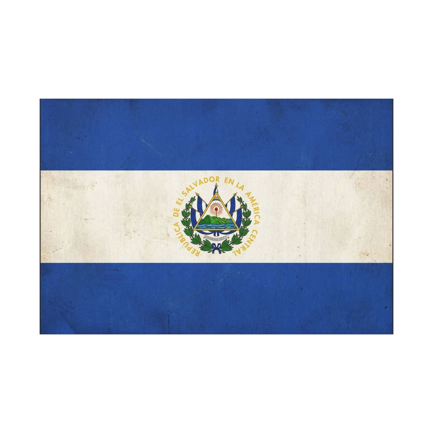 El Salvador Flag Canvas Wall Art - Republica De El Salvador En La America Central - Vintage Blue White National Banner Print - Heritage Decor For Living Room, Office, Dorm - Living Room Wall Decor