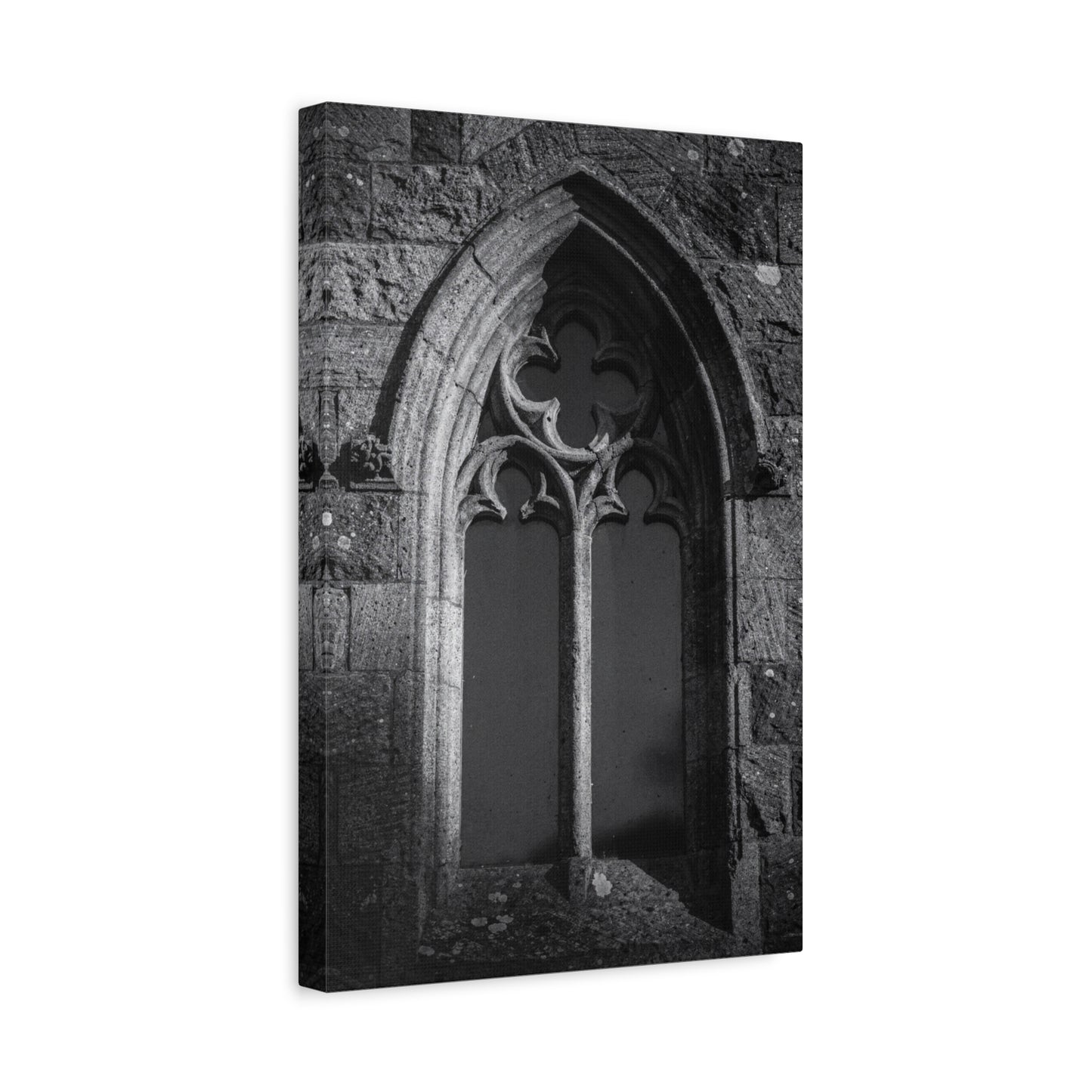 Gothic Church Window Canvas Wall Art - Black And White Stone Arch Architectural Print - Vintage Cathedral Style - Moody Living Room Wall Decor, Office Art Accent - Bedroom Home Decoration
