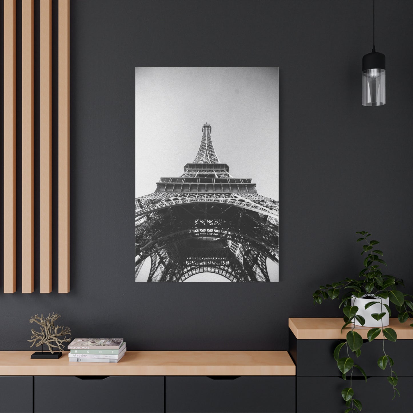 Eiffel Tower Canvas Wall Art - Black And White Paris Art Print, Architectural Landmark Decor - Matte Cotton Canvas - Modern Minimalist Style For Living Room Bedroom Office - Office Wall Art