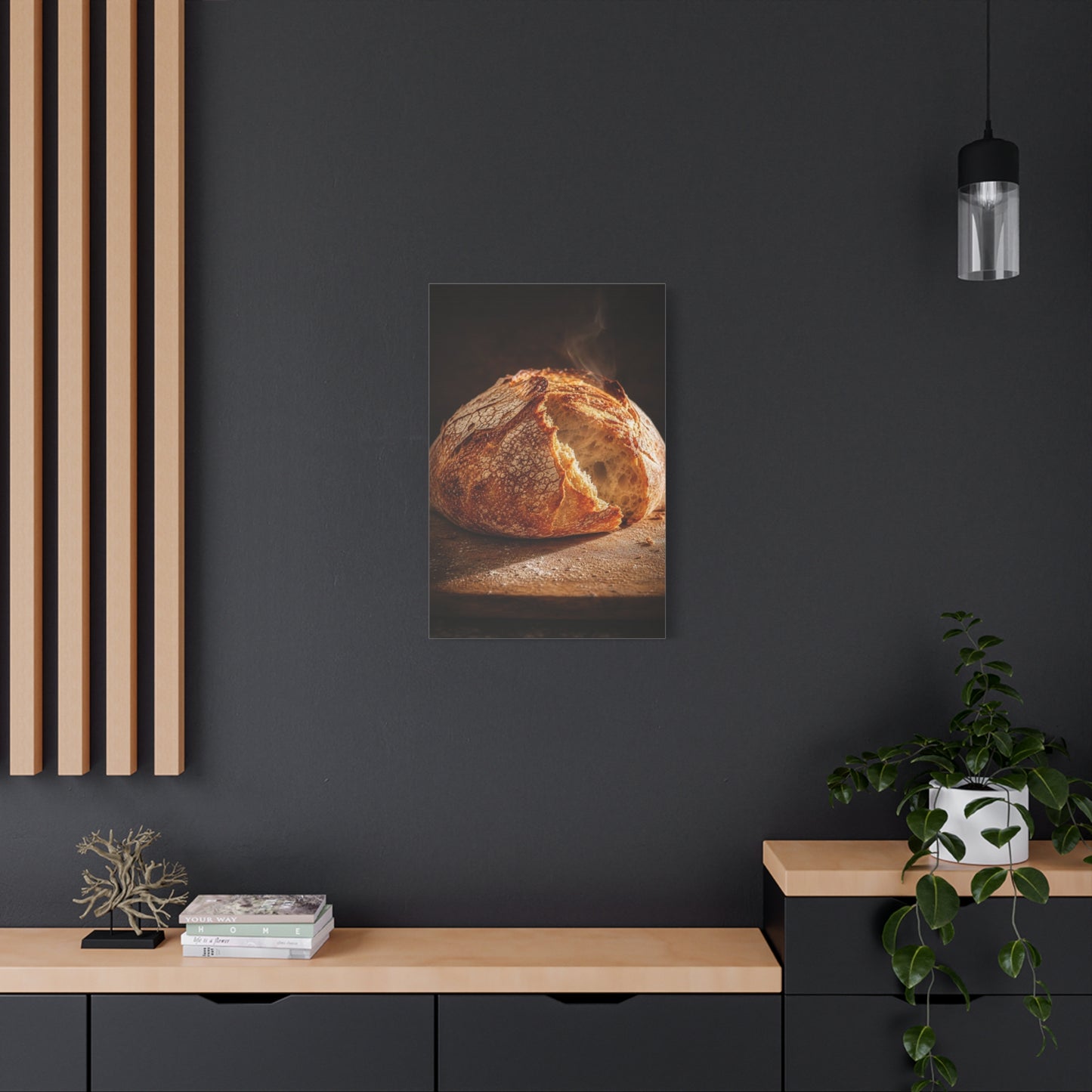Rustic Bread Canvas Wall Art - Crusty Artisan Loaf Food Art Print, Warm Kitchen Wall Decor, Moody Still Life, Cotton Canvas, Dining Room Accent, Farmhouse Interior Style - Ready to Hang