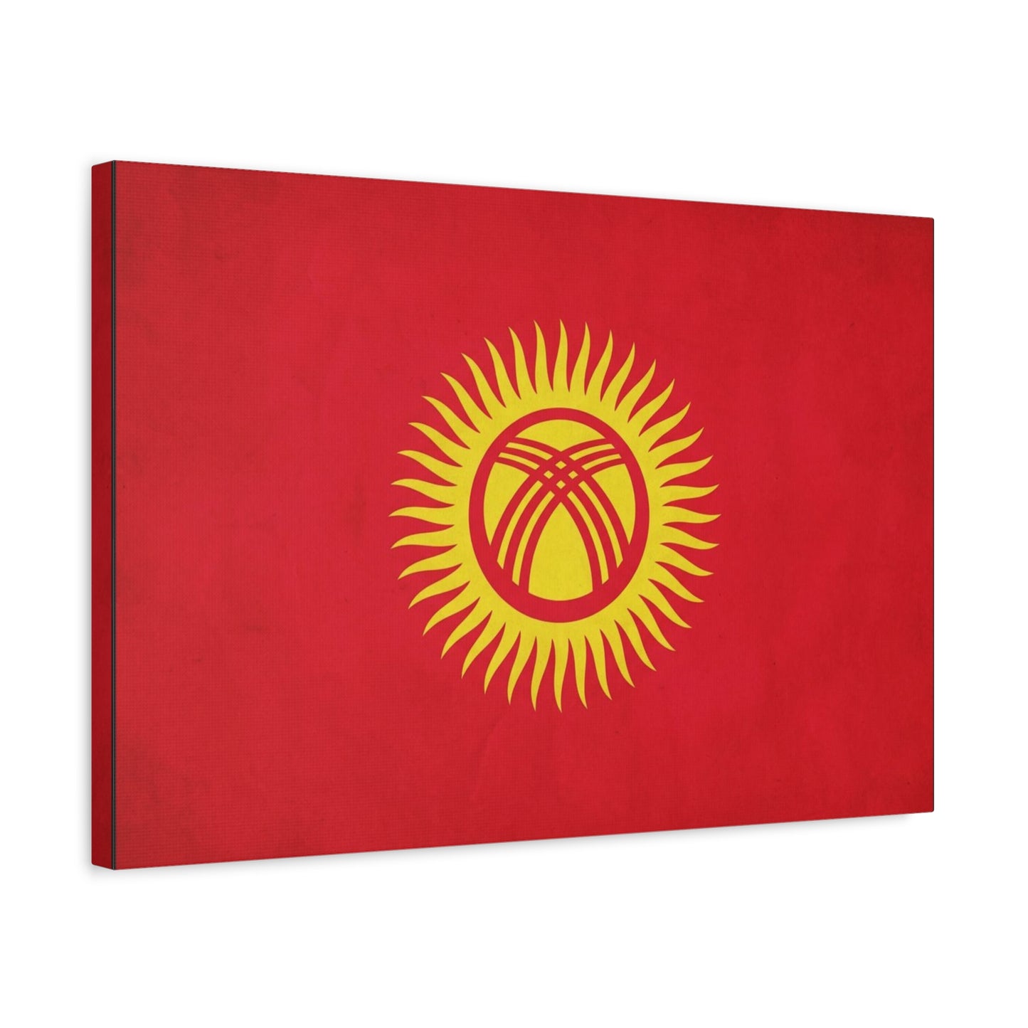 Kyrgyzstan Flag Canvas Wall Art - Red Sun Tunduk Emblem Print Picture - Minimalist Patriotic Wall Decor, Modern Home Decoration, Living Room Accent, Office Art - Bedroom Home Decoration
