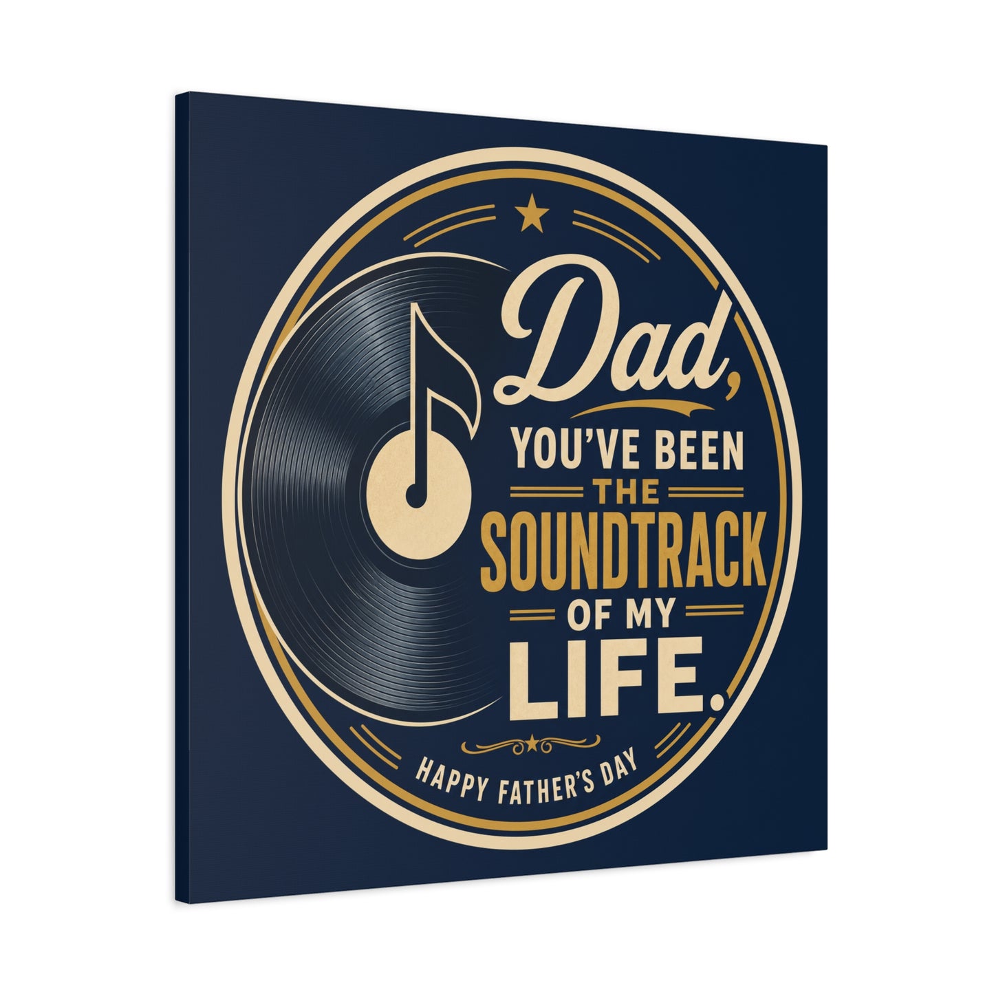 "Dad" - Vinyl Record Music Quote Print - Navy Gold Typography Style - Living Room Wall Decor - Ready to Hang