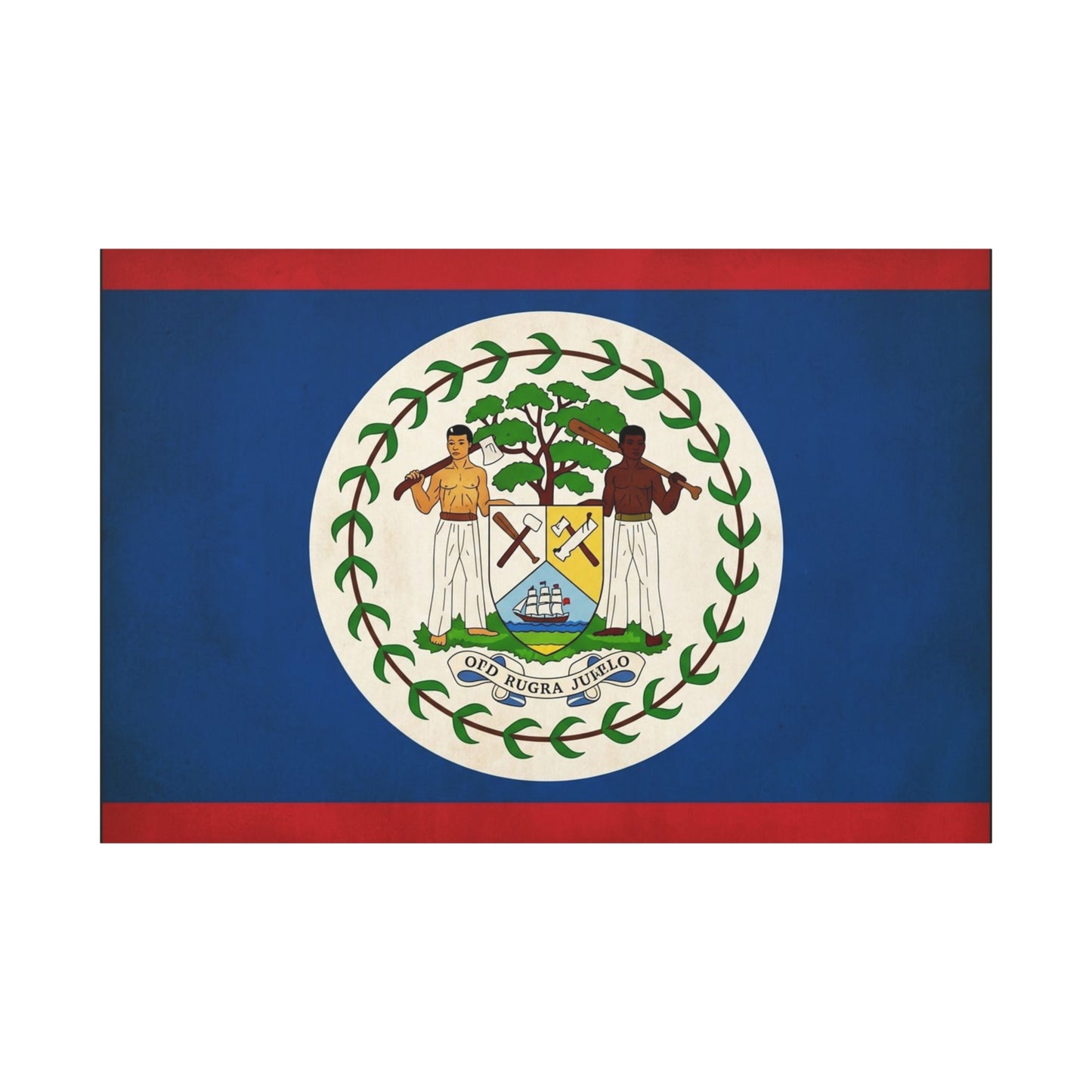 Belize Flag Canvas Wall Art - OTD RUGRA JUELO State Banner Print, Blue Red White Crest Design - Patriotic Traditional Decor - Living Room Home Decoration - Living Room Wall Decor - Ready to Hang