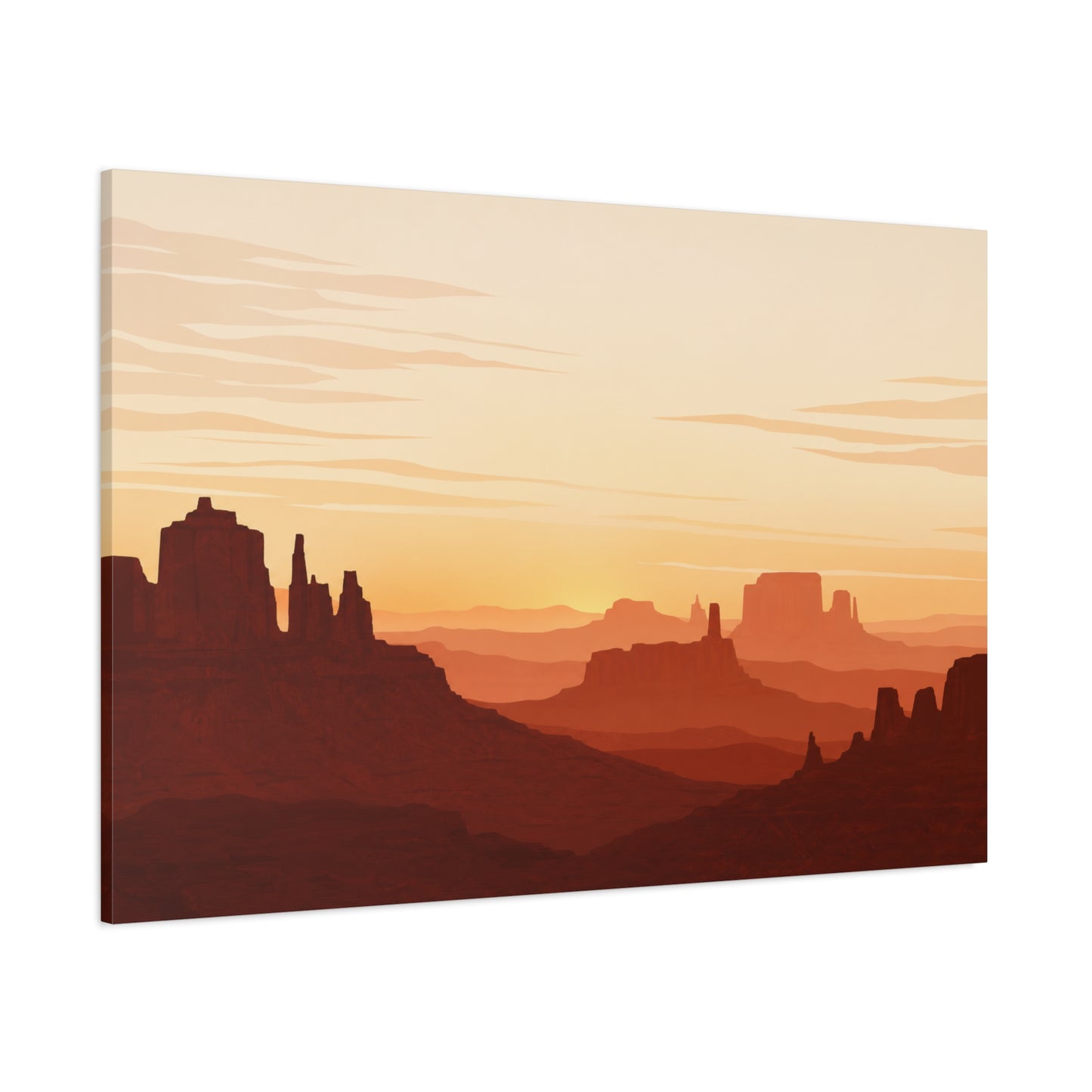 Desert Canyon Sunset Canvas Wall Art - Southwestern Mesa Landscape Print, Warm Terracotta Horizon, Contemporary Scenic Decor - Living Room Wall Decor, Bedroom Home Decoration - Bedroom Home Decoration