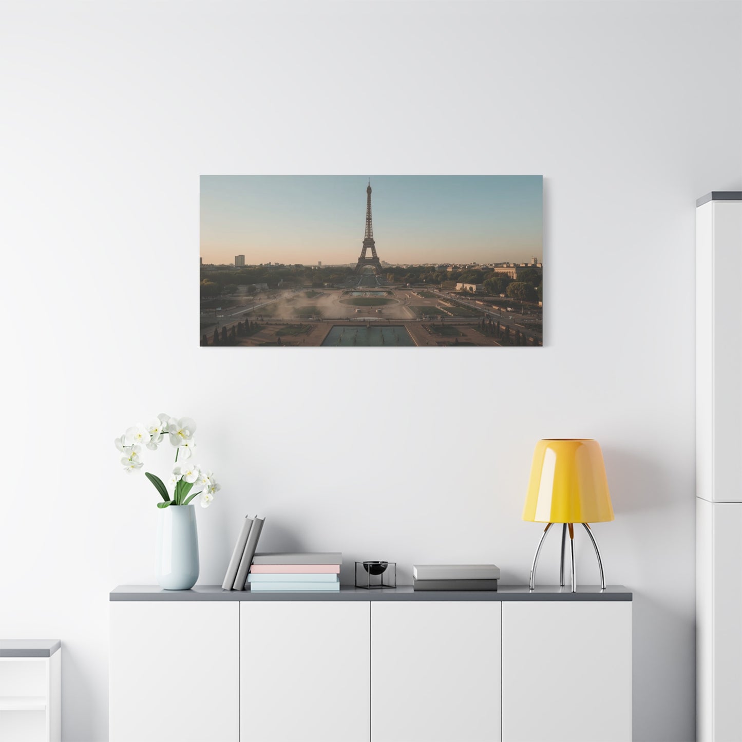 Eiffel Tower Canvas Wall Art Paris Cityscape Print - Soft Sunrise Art Print, Matte Finish Canvas Print - Contemporary Travel Wall Decor, Living Room Home Accent, Office Art - Bedroom Home Decoration