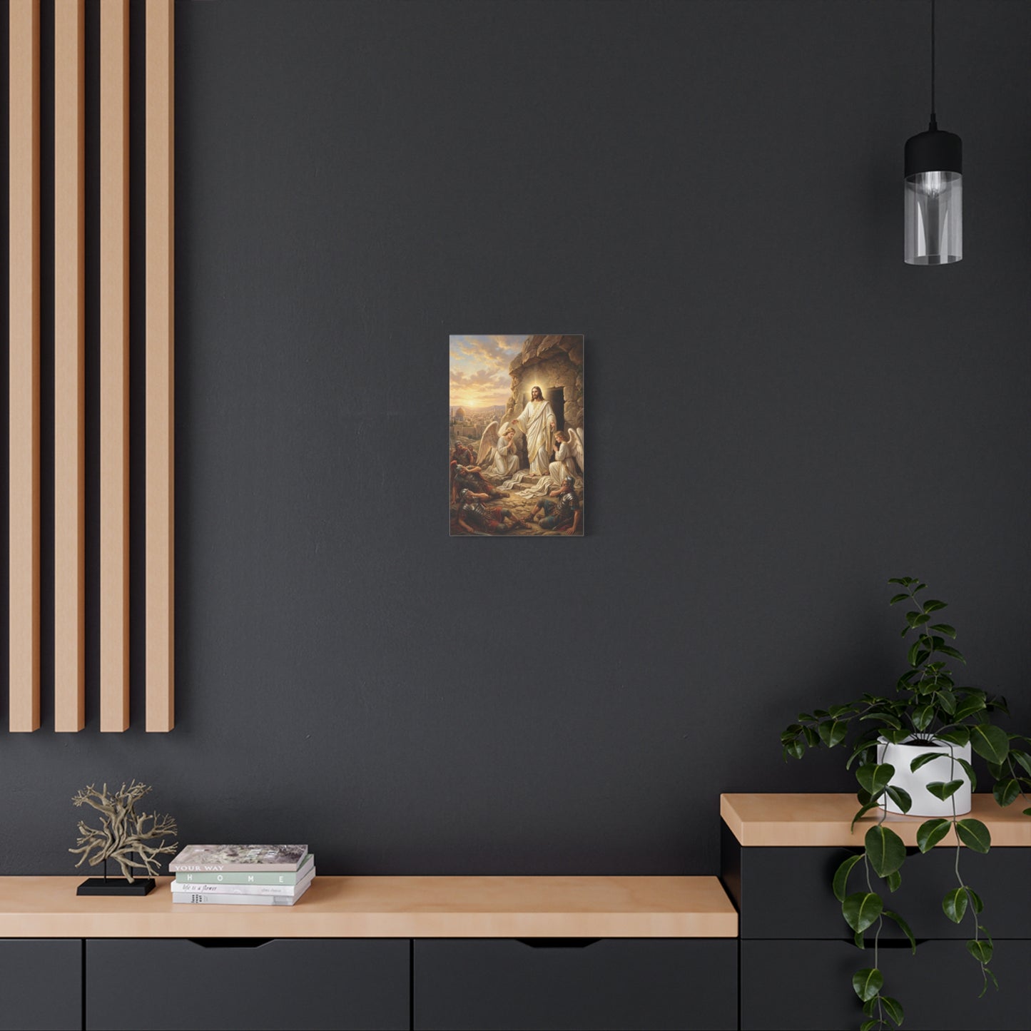 Jesus Christ Resurrection Canvas Wall Art - Empty Tomb, Angels, Roman Soldiers - Traditional Religious Print, Golden Dawn Scene - Living Room Wall Decor, Bedroom Home Decoration - Ready to Hang