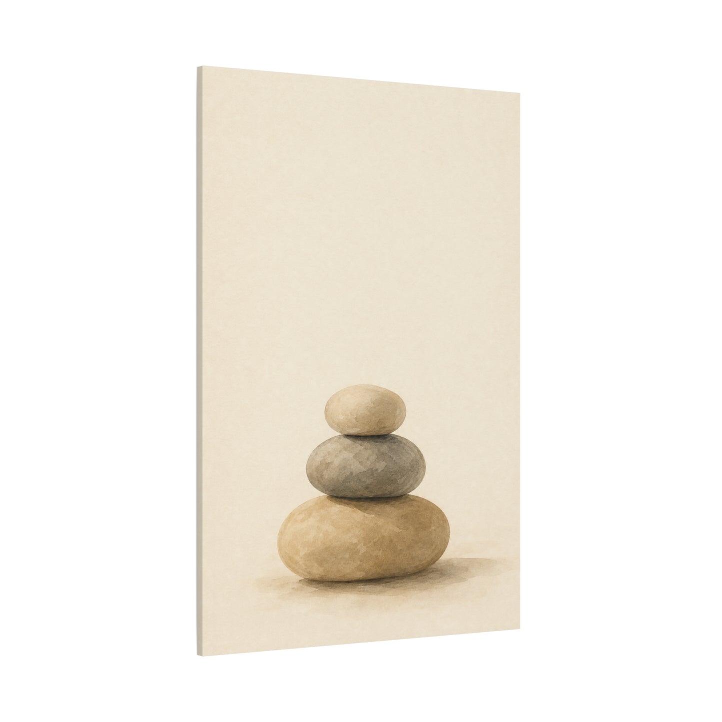 Stacked Zen Stones Canvas Wall Art - Minimalist Neutral Balance Painting, Calming Cotton Canvas Print - Contemporary Spa Style - Bedroom Wall Decor, Meditation Space Accent - Bedroom Home Decoration