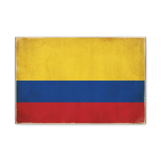 Colombia Flag Canvas Wall Art - Vintage Colombian Flag Print, Patriotic Rustic Decor - Matte Cotton Artwork - Living Room Home Decoration, Office Accent - Living Room Wall Decor - Ready to Hang
