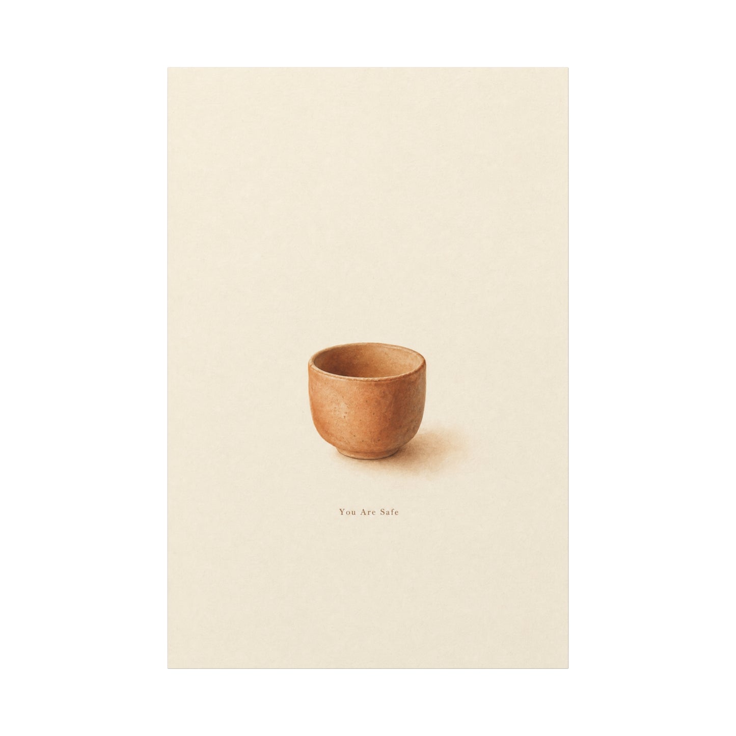 "You Are Safe" Minimalist Pottery Canvas Wall Art - Neutral Still Life Print, Contemporary Beige Brown Decor - Bedroom Meditation Space Accent - Office Wall Art - Bedroom Home Decoration