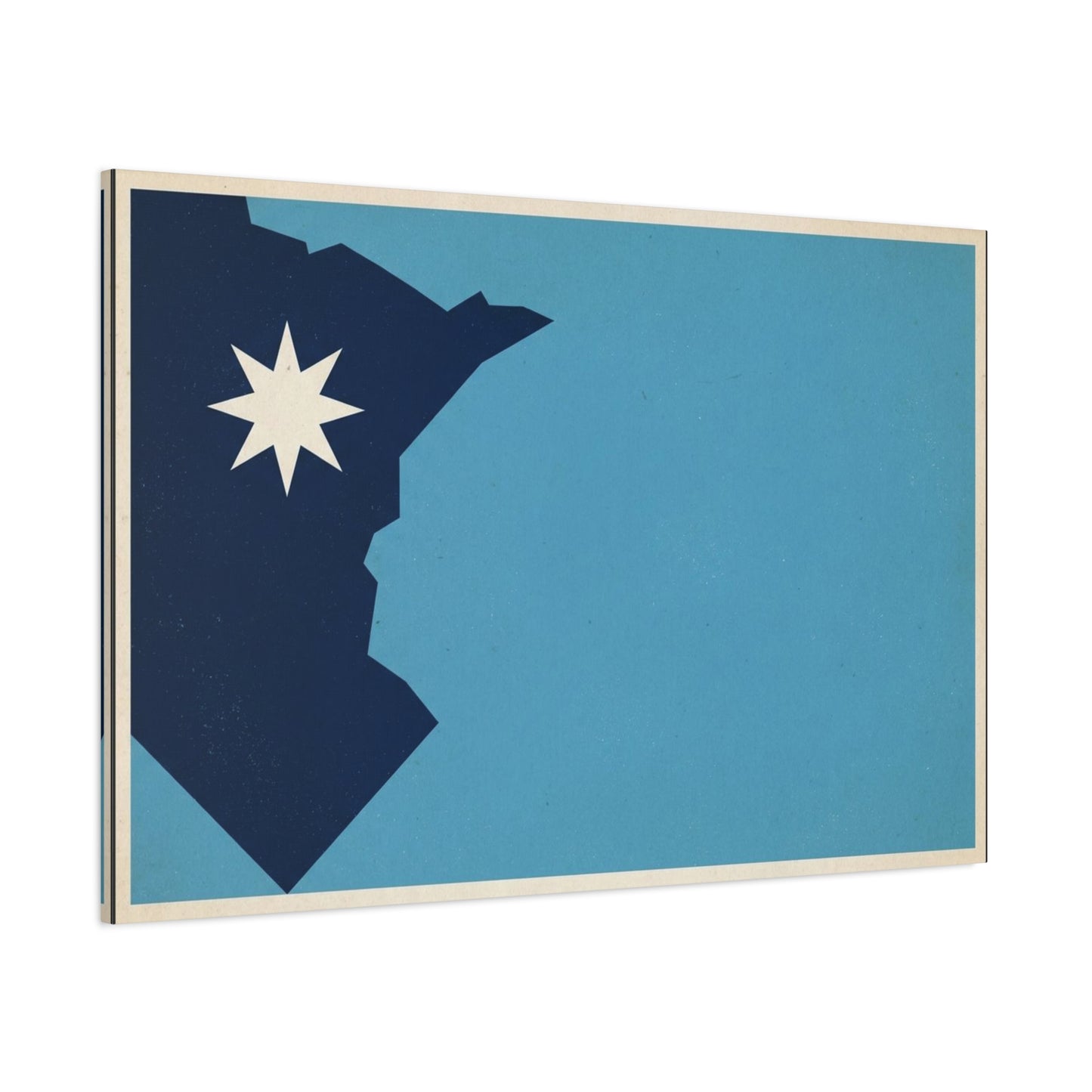 Minnesota State Silhouette Canvas Wall Art - Blue North Star Print, Vintage Minimalist Decor - Modern Graphic Artwork - Living Room Wall Decor - Modern Farmhouse Style - Bedroom Home Decoration