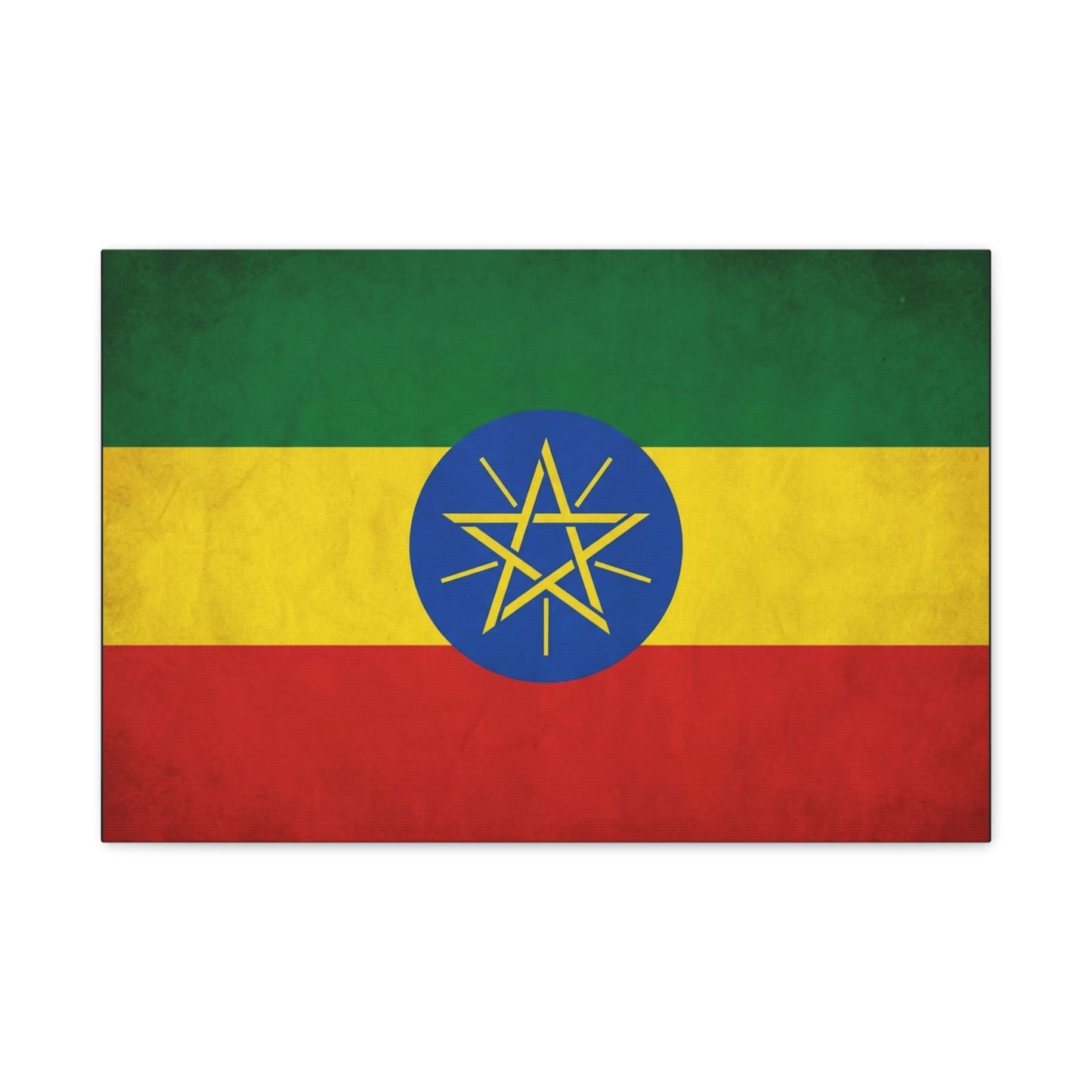 Ethiopian Flag Canvas Wall Art - Ethiopia Pride Decor, Vintage National Banner Print - Matte Cotton Artwork - Cultural Heritage Style For Living Room, Office, Dorm Display - Living Room Wall Decor