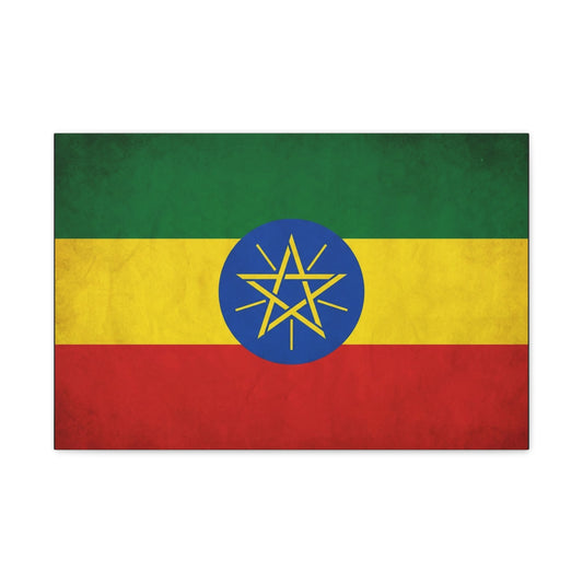 Ethiopian Flag Canvas Wall Art - Ethiopia Pride Decor, Vintage National Banner Print - Matte Cotton Artwork - Cultural Heritage Style For Living Room, Office, Dorm Display - Living Room Wall Decor