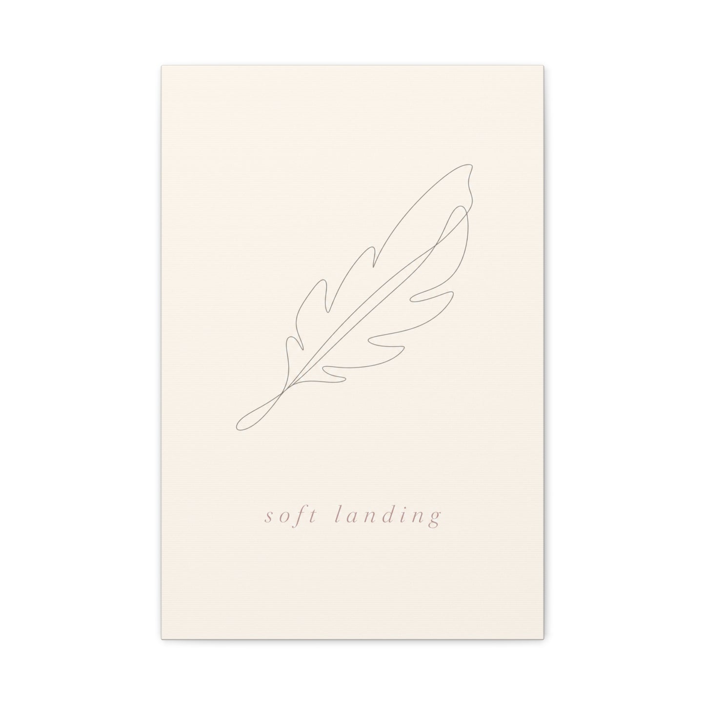 "Soft Landing" Feather Canvas Wall Art - Minimalist Line Drawing, Neutral Beige Cotton Print - Contemporary Bedroom Wall Decor, Nursery Home Decoration, Calming Office Accent - Bedroom Home Decoration