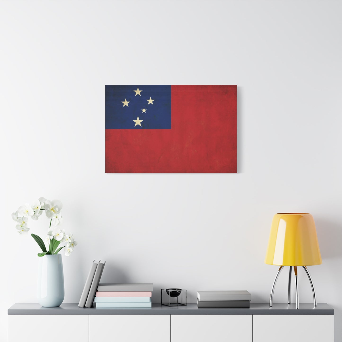 Samoa Flag Canvas Wall Art - Vintage Polynesian Nation Banner Print, Patriotic Island Decor - Matte Cotton Artwork - Living Room Home Decoration, Office Accent - Living Room Wall Decor - Ready to Hang