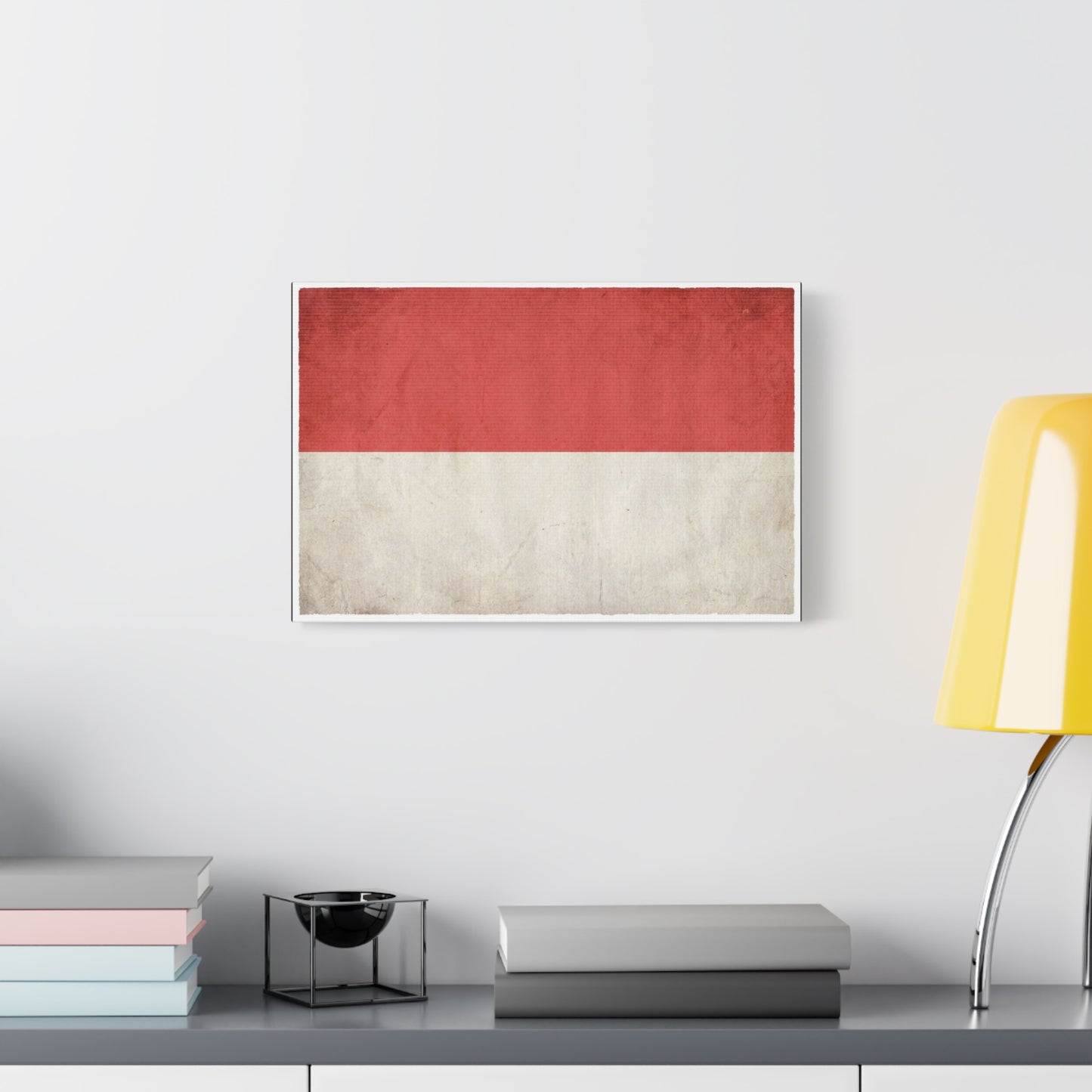 Indonesia Flag Canvas Wall Art - Vintage Red And White Banner Print, Minimalist Patriotic Decor - Matte Cotton Artwork - Living Room Wall Decor, Office Art, Dorm Accent - Bedroom Home Decoration