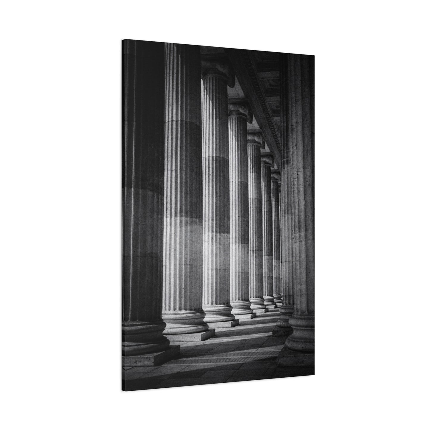 Black And White Classical Columns Canvas Wall Art - Architectural Art Print, Monochrome Stone Colonnade, Contemporary Minimalist Style - Office Wall Decor, Lobby Accent - Reception Area Decor