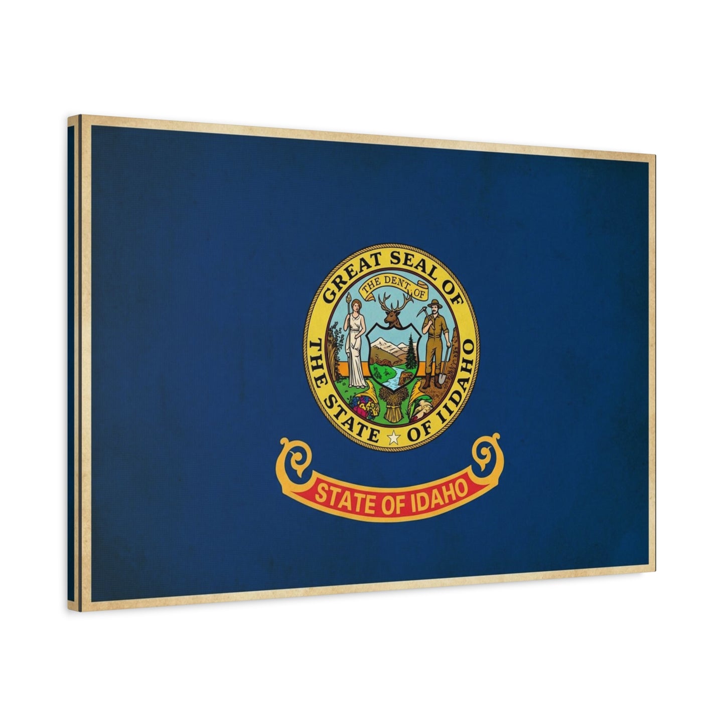 "Great Seal Of The State Of Idaho" Idaho Flag Canvas Wall Art - Blue State Pride Decor, Vintage Government Emblem Print - Traditional Patriotic Style - Living Room Office Wall Decor - Ready to Hang