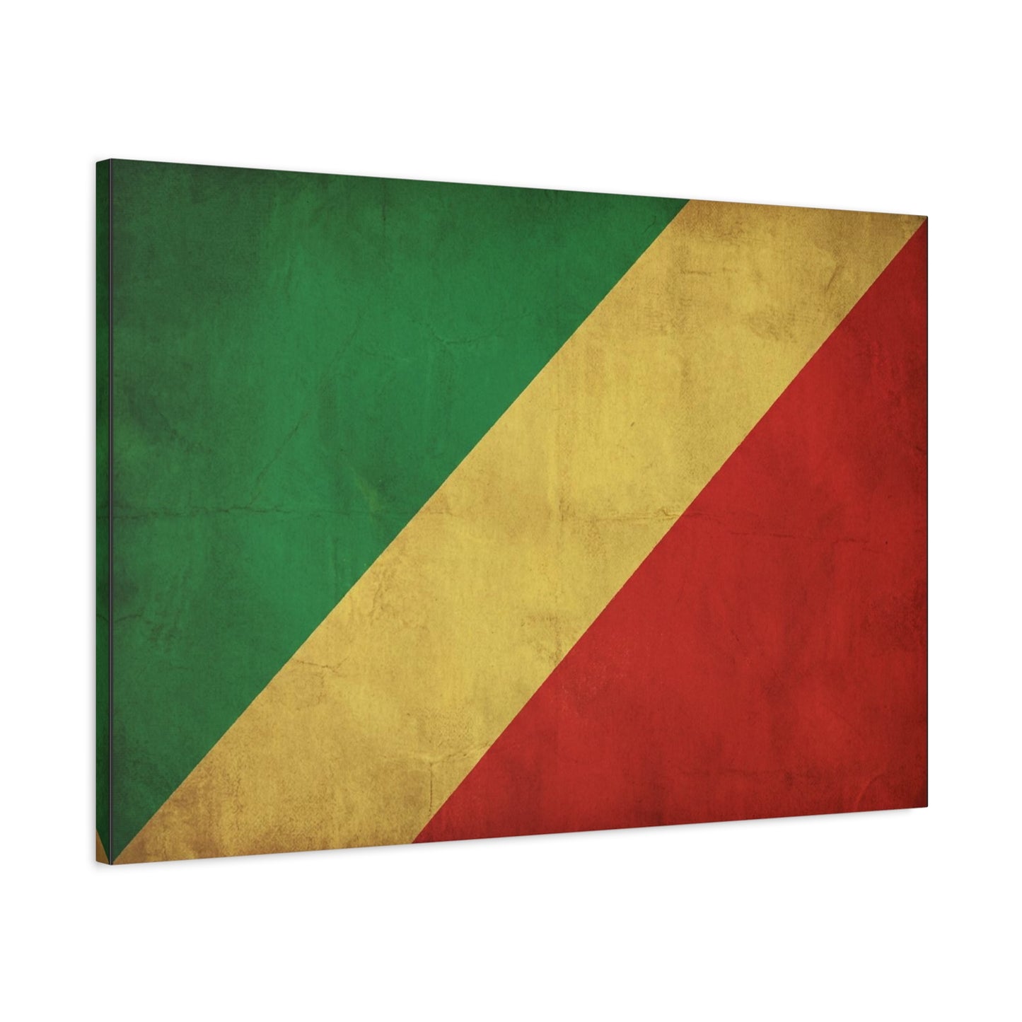 Republic Of The Congo Flag Canvas Wall Art - Vintage National Banner Print, Distressed Tricolor Design - Traditional Patriotic Decor - Living Room Wall Decor - Bedroom Home Decoration - Ready to Hang