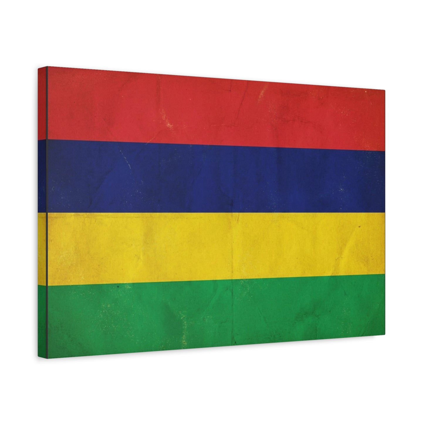 Mauritius Flag Canvas Wall Art - Vintage Country Pride Decor, Colorful Tricolor Banner Print - Traditional Style, Living Room Wall Decor, Bedroom Home Decoration - Ready to Hang - Ready to Hang