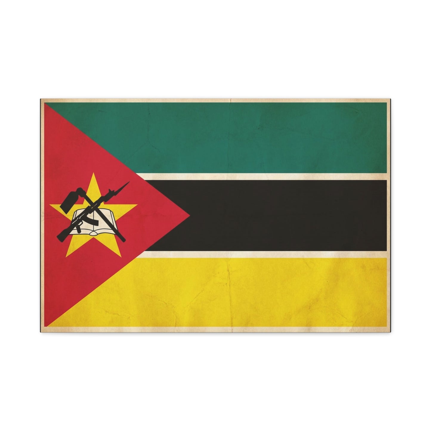 Mozambique Flag Canvas Wall Art - Vintage National Banner Print, Patriotic Home Decor, Cultural Wall Hanging, Living Room Decoration, Office Accent - Bedroom Home Decoration - Modern Farmhouse Style