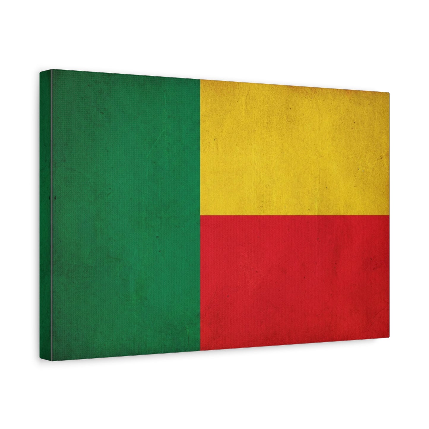 Benin Flag Canvas Wall Art - Vintage National Flag Print, Color Block Design - Matte Cotton Artwork - Cultural Pride Decor, Living Room Wall Decor, Office Art - Bedroom Home Decoration - Ready to Hang