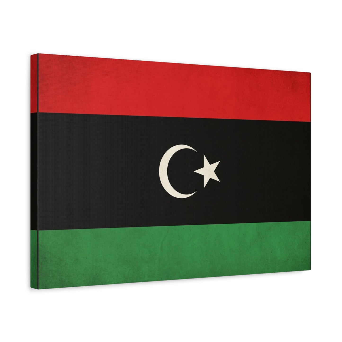 Libya Flag Canvas Wall Art - Red Black Green Crescent Star Print Picture - Vintage Patriotic Style, Matte Finish Canvas Print, Living Room Wall Decor, Bedroom Home Decoration - Bedroom Home Decoration