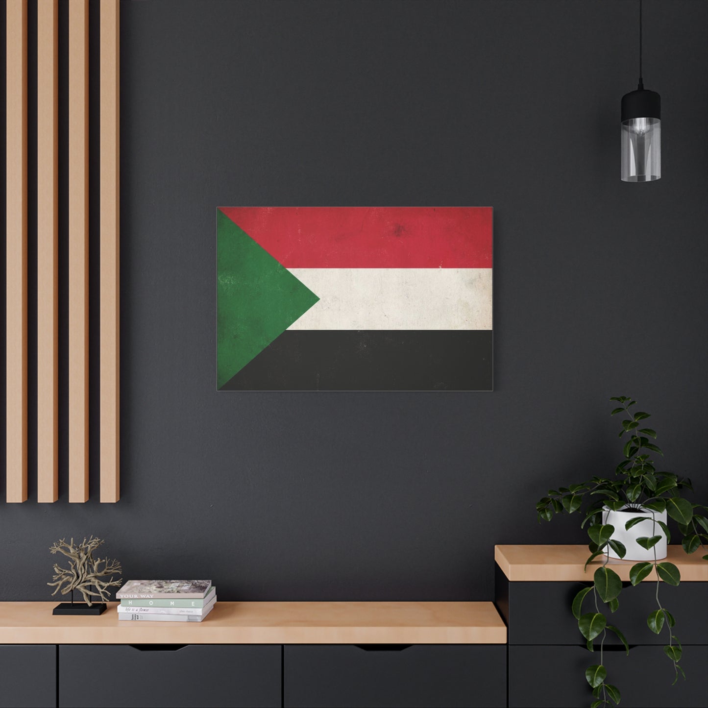 Sudan Flag Canvas Wall Art - Vintage National Flag Print, Distressed Patriotic Decor - Minimalist Graphic Cotton Canvas - Living Room Wall Decor, Office Art - Bedroom Home Decoration - Ready to Hang