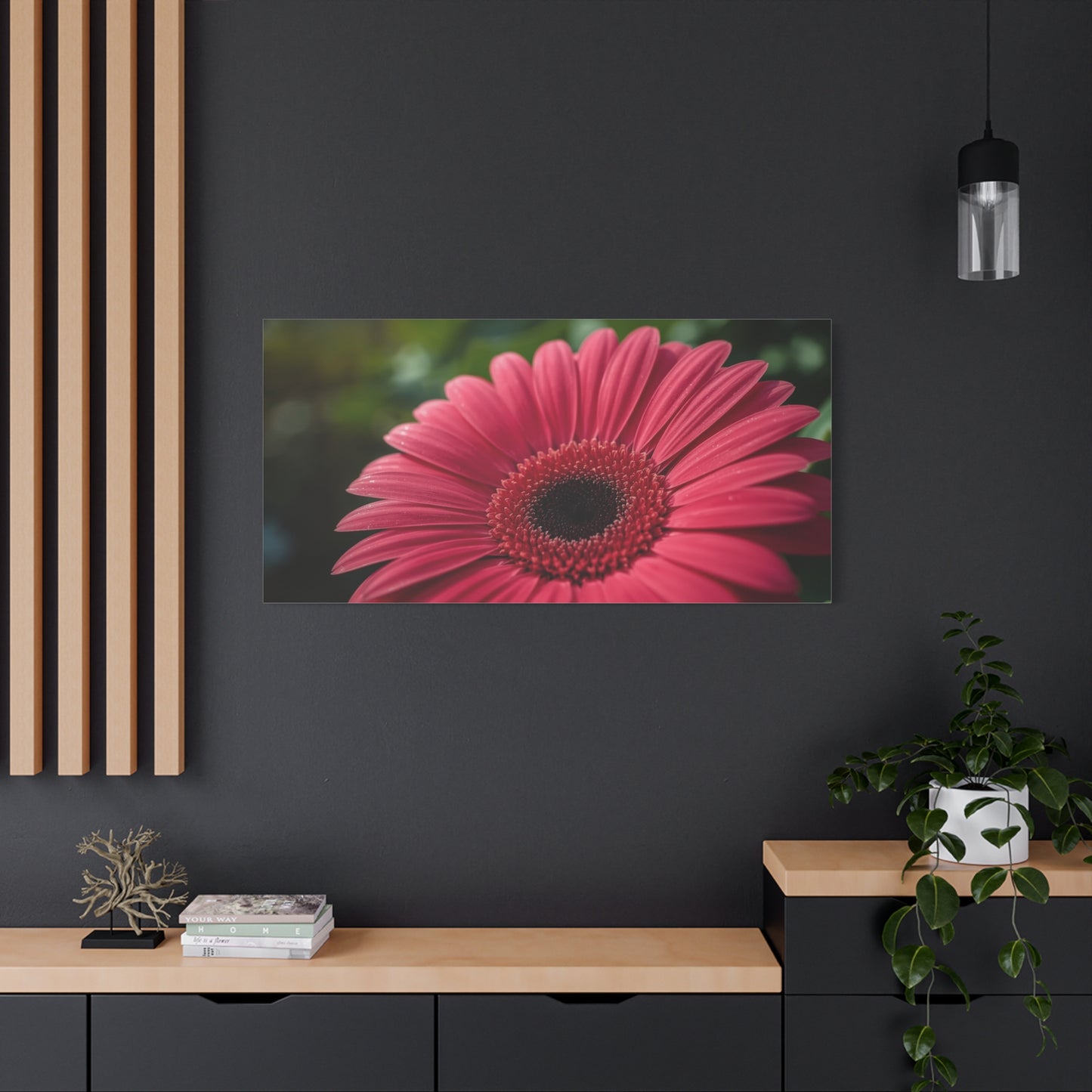 Pink Gerbera Daisy Canvas Wall Art - Floral Macro Art Print, Botanical Canvas Print - Modern Nature Home Decor, Bedroom Wall Hanging, Living Room Decoration, Office Accent - Bedroom Home Decoration