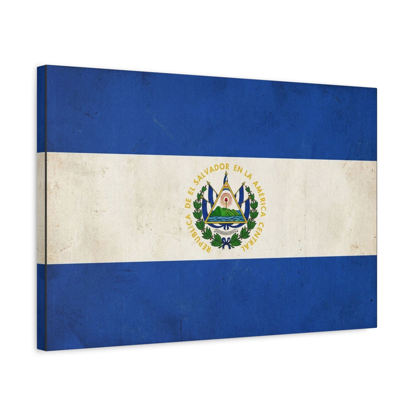 El Salvador Flag Canvas Wall Art - Republica De El Salvador En La America Central - Vintage Blue White National Banner Print - Heritage Decor For Living Room, Office, Dorm - Living Room Wall Decor