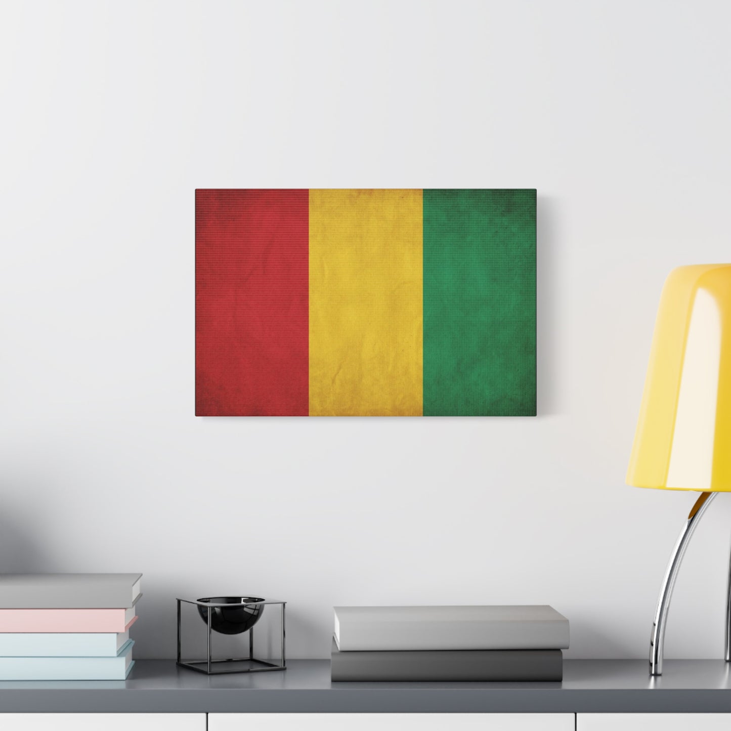 Guinea Flag Canvas Wall Art - Red Yellow Green Tricolor National Print - Vintage Textured Cotton Look - Pan African Style - Living Room Wall Decor - Bedroom Home Decoration - Bedroom Home Decoration