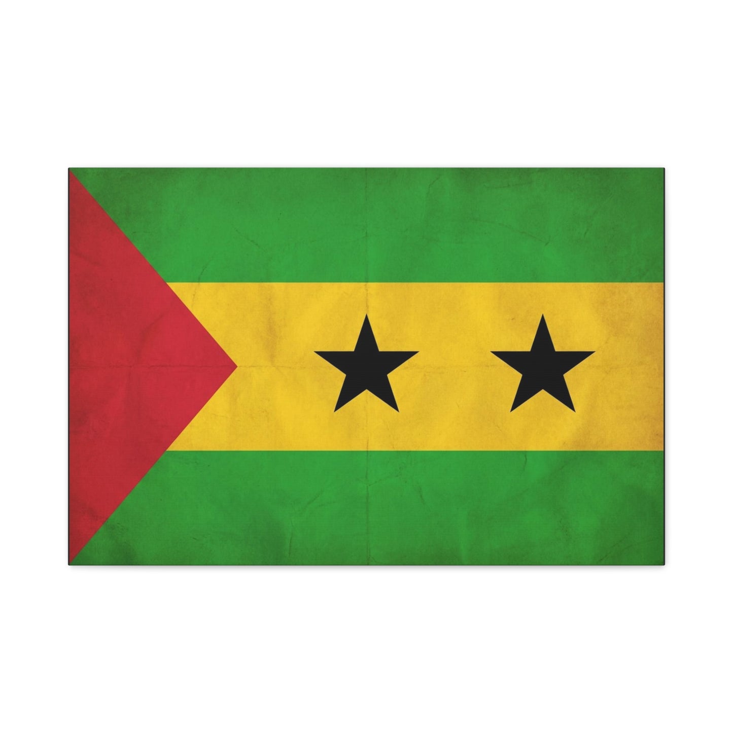 Sao Tome And Principe Flag Canvas Wall Art - National Pride Decor, Vintage Country Banner Print - Green Yellow Red Two Star Design - Living Room Wall Decor - Bedroom Home Decoration - Ready to Hang