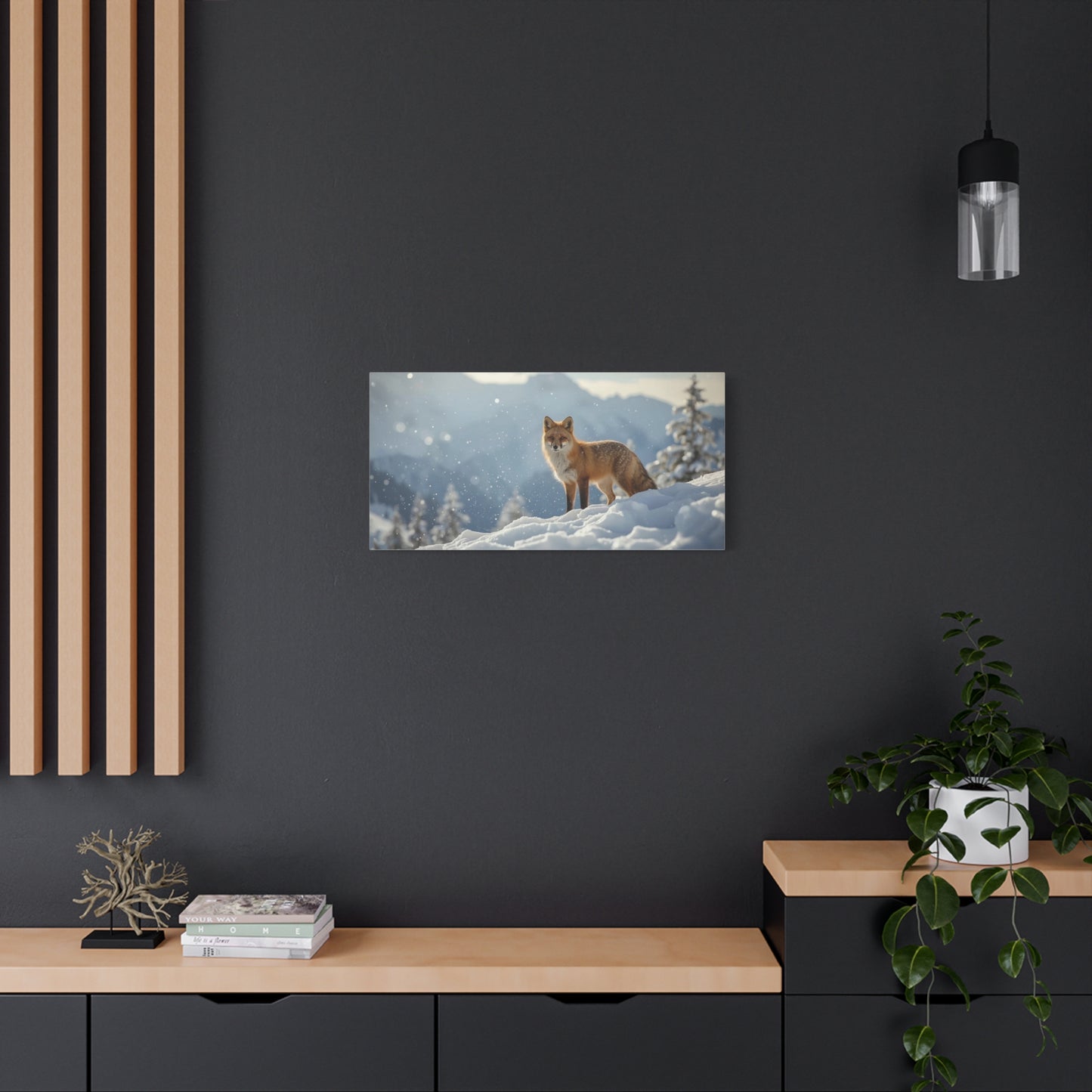 Red Fox Canvas Wall Art - Winter Wildlife Snow Landscape Print, Nature Home Decor, Matte Cotton Artwork, Rustic Contemporary Style For Living Room Bedroom Office - Living Room Wall Decor