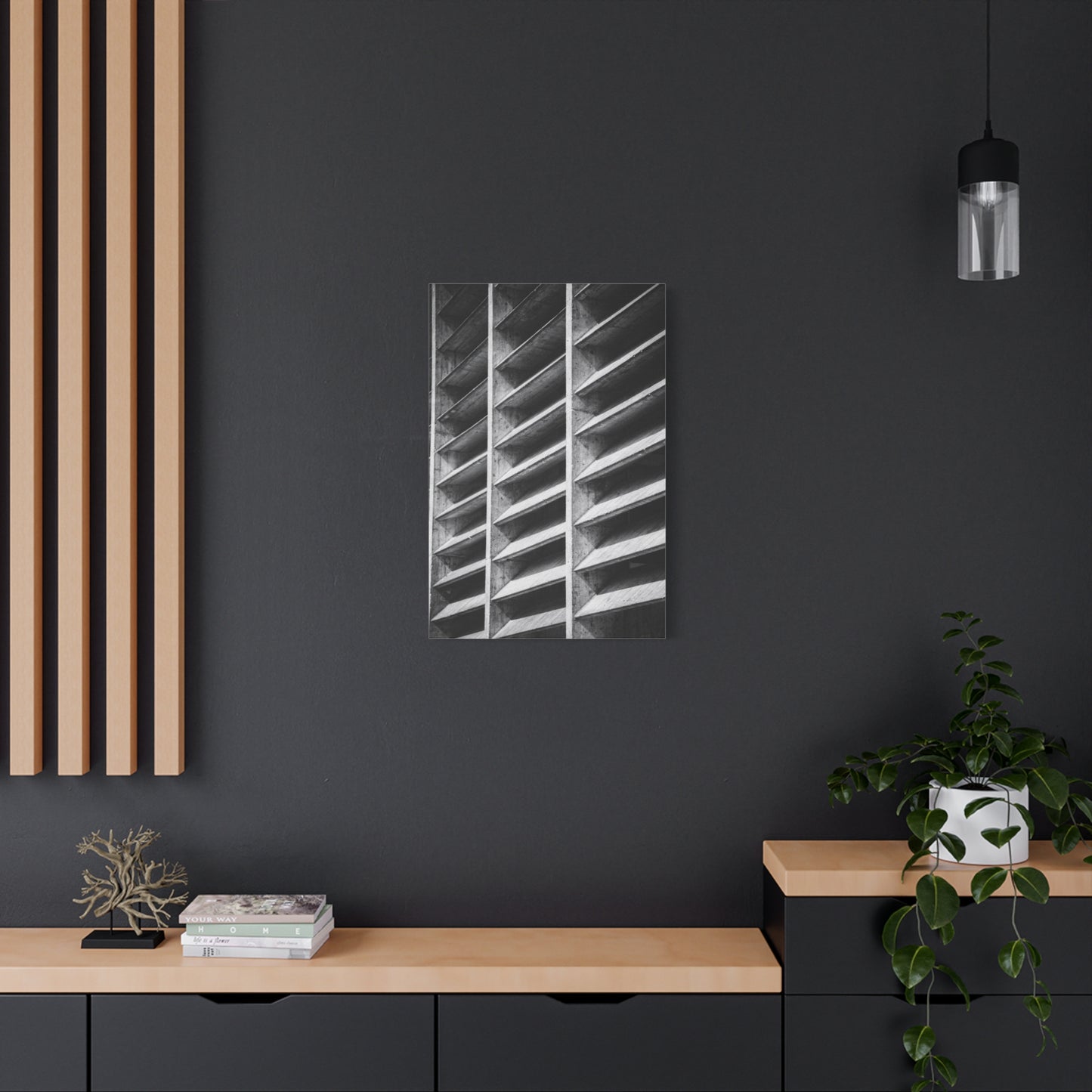 Black And White Brutalist Architecture Canvas Wall Art - Concrete Facade Art Print, Minimalist Contemporary Style - Modern Office Wall Decor, Living Room Home Decoration - Bedroom Home Decoration