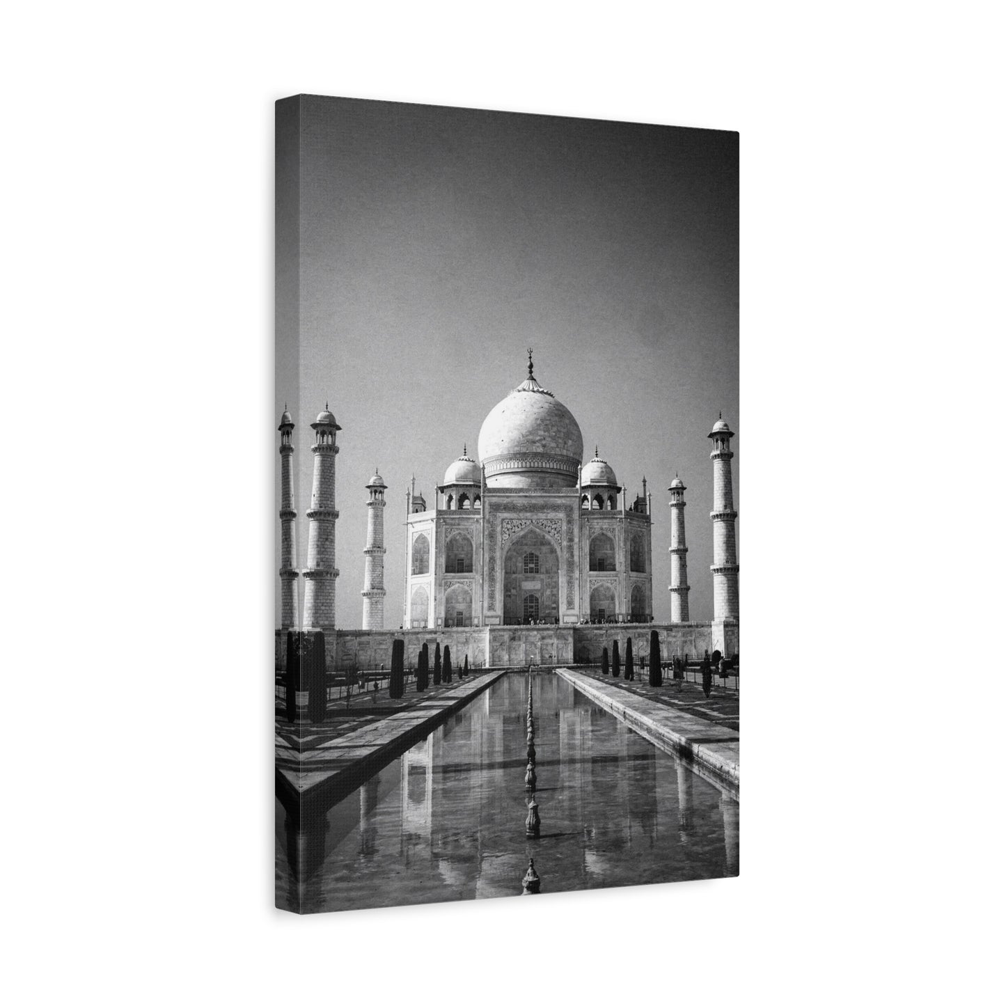 Taj Mahal Canvas Wall Art - Black And White Architectural Art Print - Monochrome Travel Landmark Decor - Contemporary Style - Living Room Wall Decor, Office Art - Bedroom Home Decoration