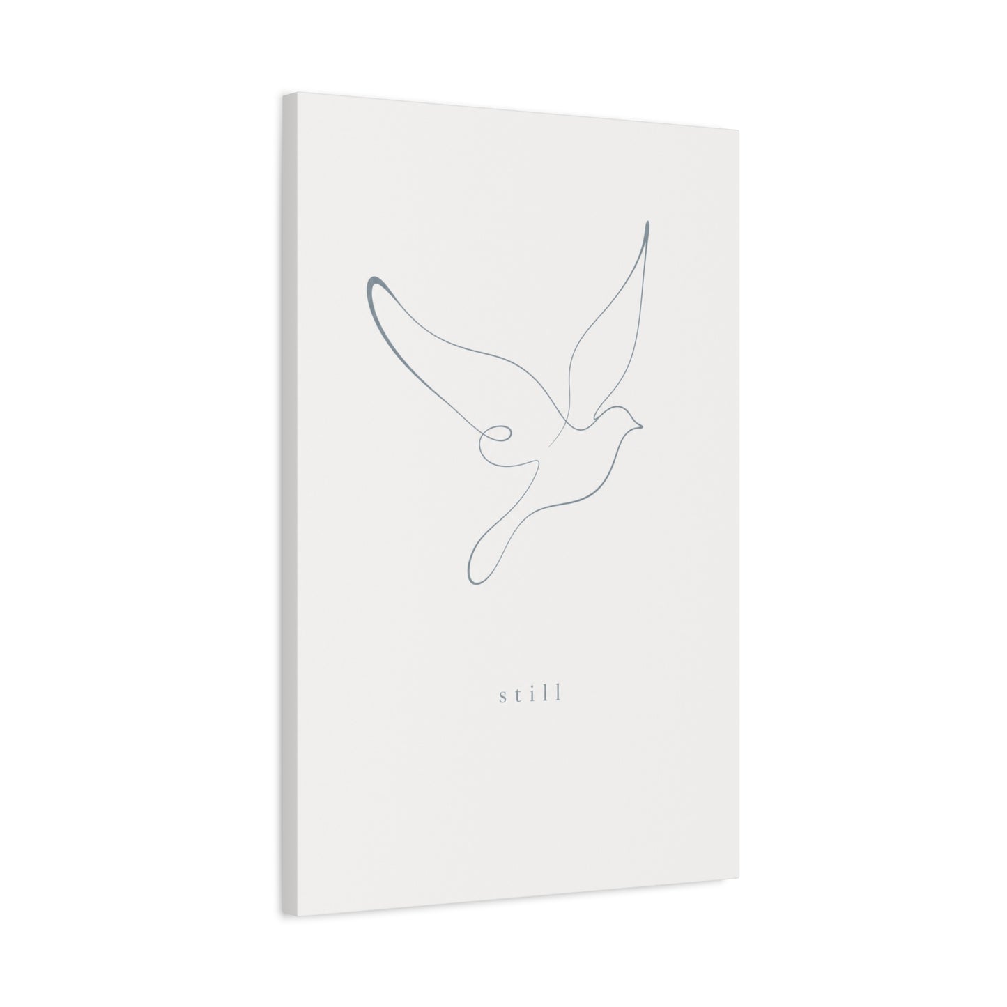 "Still" Dove Canvas Wall Art - Minimalist Line Drawing Bird Print, Calm Neutral Typography Decor - Modern Bedroom Home Decoration, Meditation Space Accent, Living Room Wall Decor - Ready to Hang
