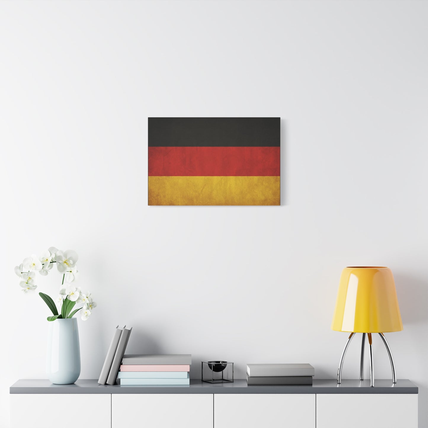 German Flag Canvas Wall Art - Vintage Germany Pride Decor, Black Red Gold Horizontal Banner Print - Rustic Textured Style, Living Room Wall Decor, Office Art - Bedroom Home Decoration - Ready to Hang